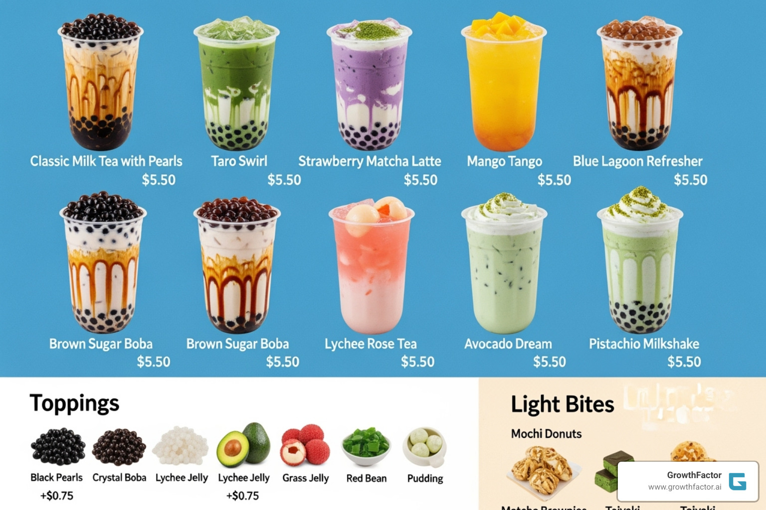 Chatime's diverse menu - boba tea franchise Chatime's diverse menu - boba tea franchise