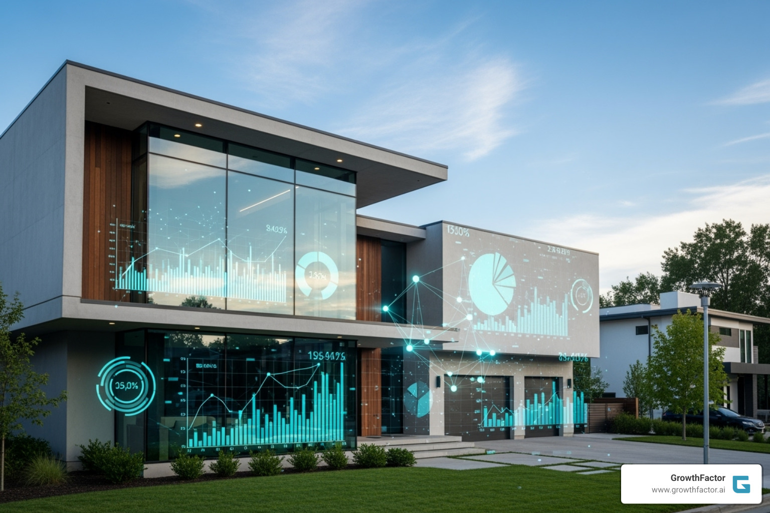 modern home exterior with data overlay - Informed property decisions modern home exterior with data overlay - Informed property decisions
