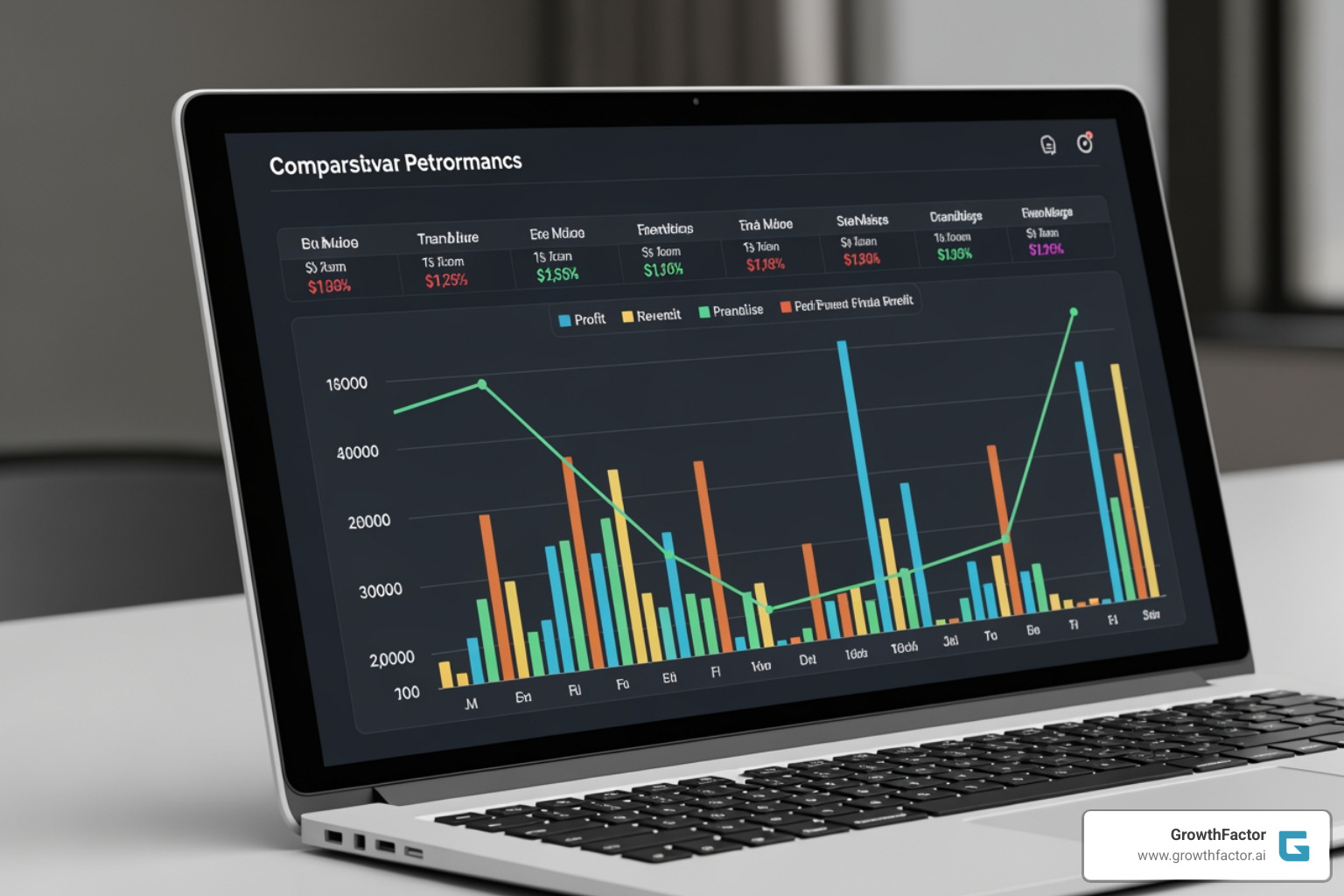 Comparative chart showing performance across different franchise locations - franchise analytics platform to track unit economics