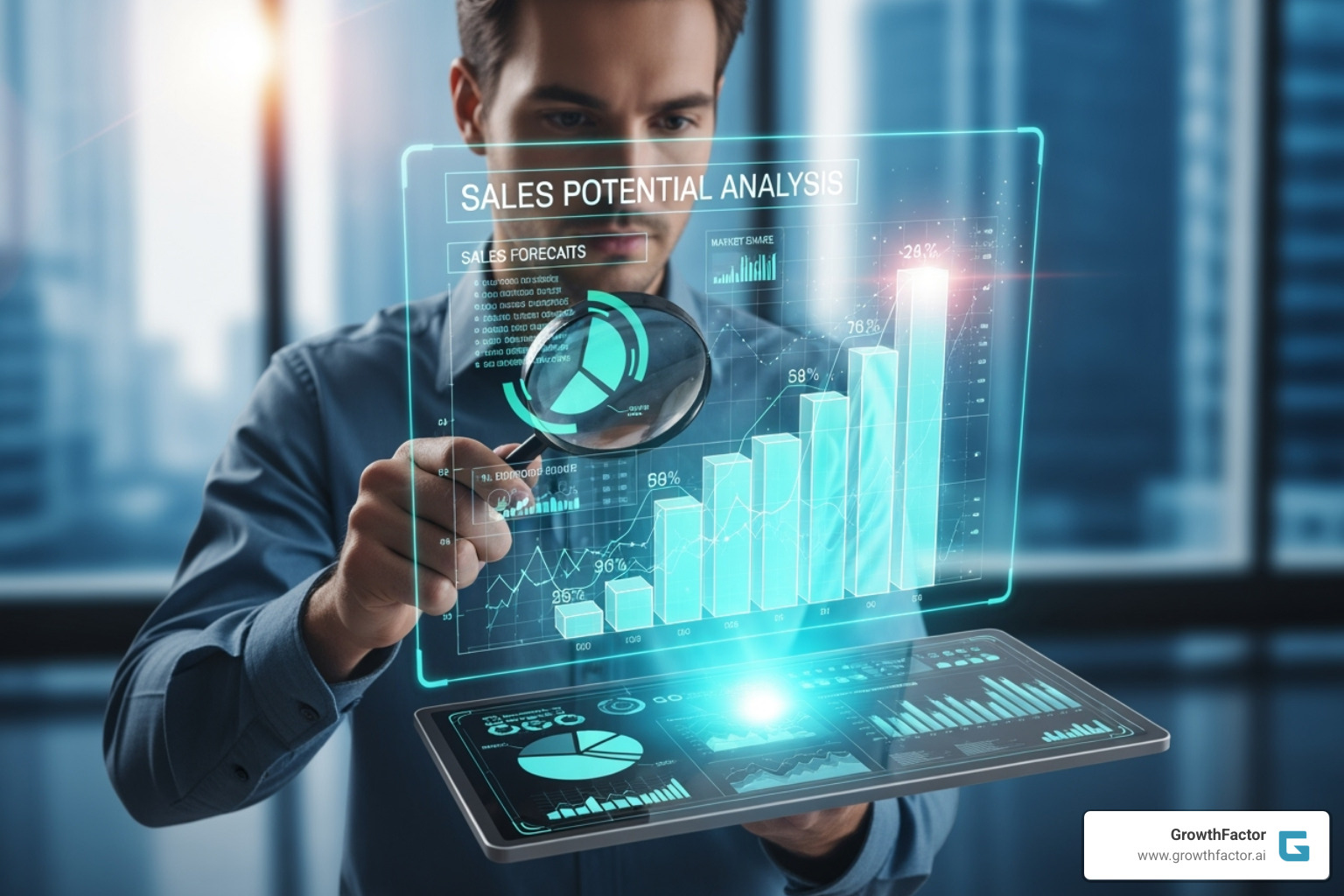 business intelligence dashboard showing sales metrics - Sales potential analysis