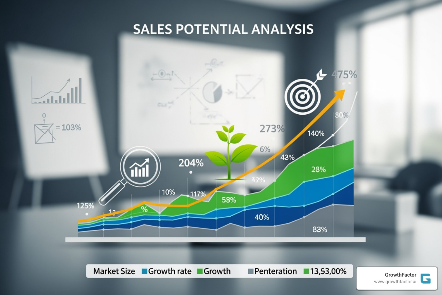 image of a flowchart showing the steps for both top-down and bottom-up calculation methods - Sales potential analysis