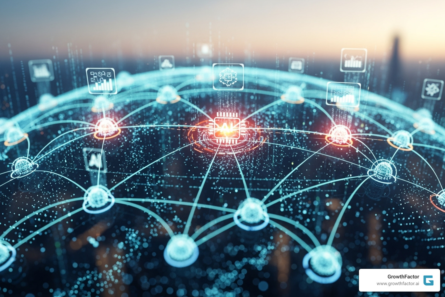 Transparent supply chain graphic with AI optimization points — AI powered retail analytics