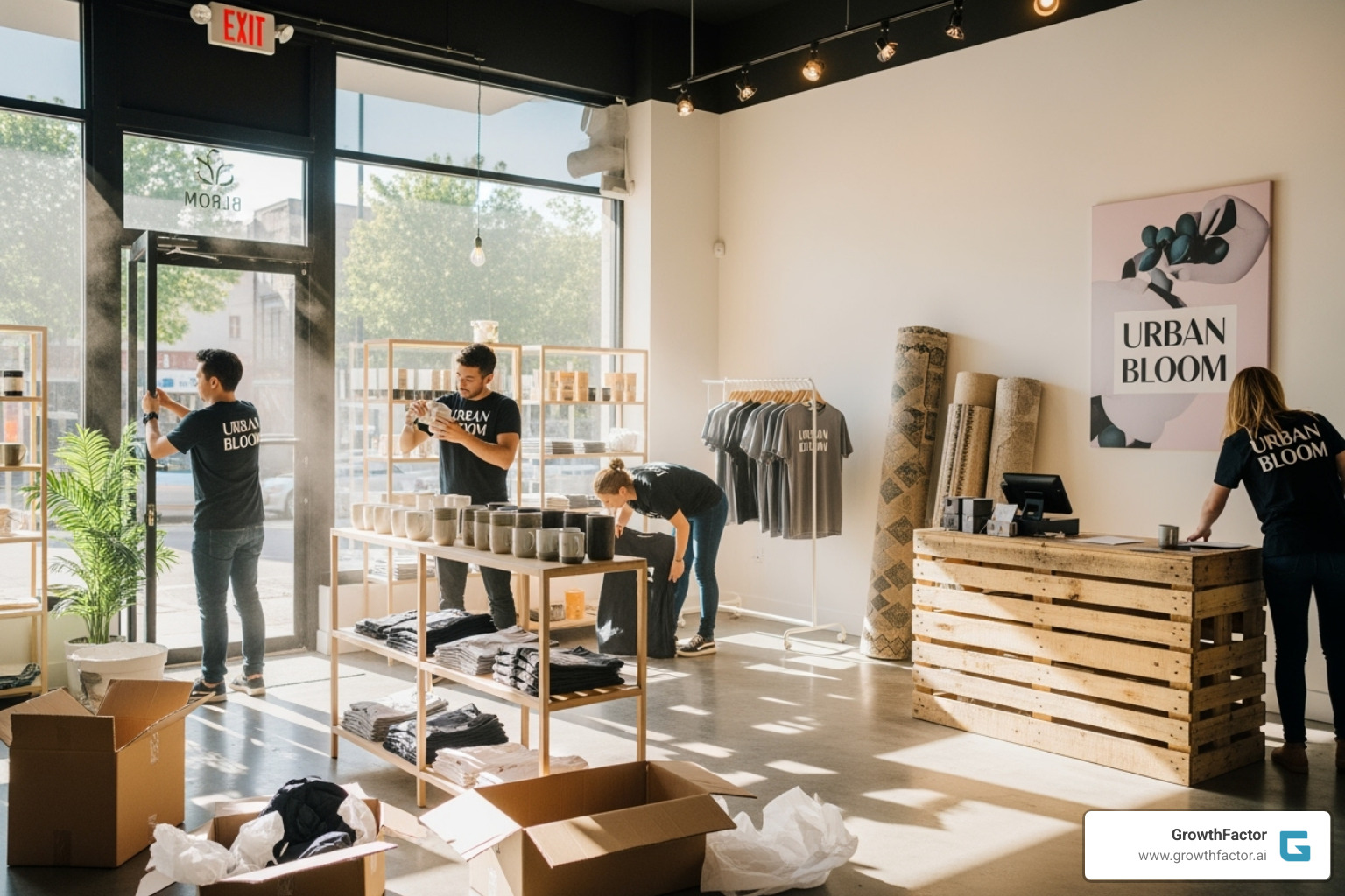 brand setting up a pop-up shop interior - pop up retail