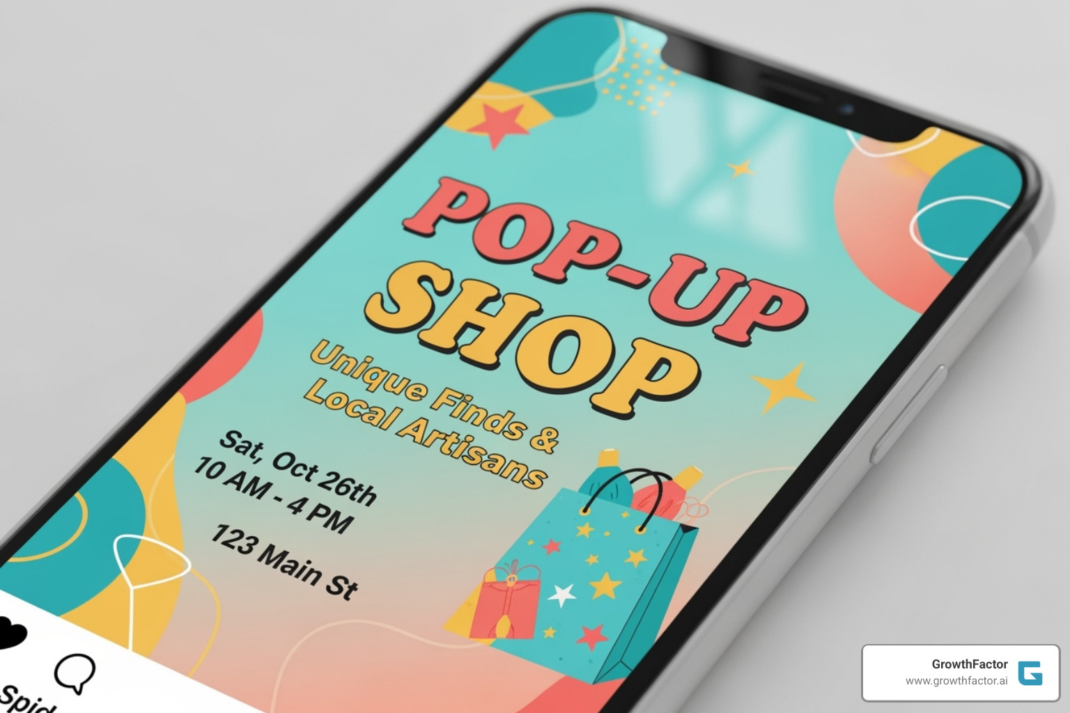 social media post promoting a pop-up shop - pop up retail