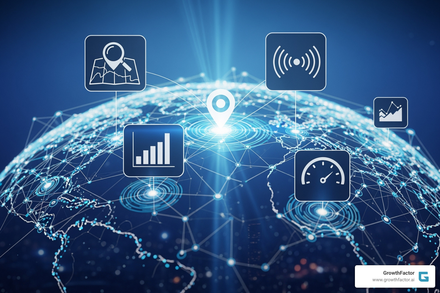 Business dashboard showing key performance indicators (KPIs) like revenue growth and cost savings, with an overlaid map highlighting optimized sales territories and new market opportunities - location intelligence