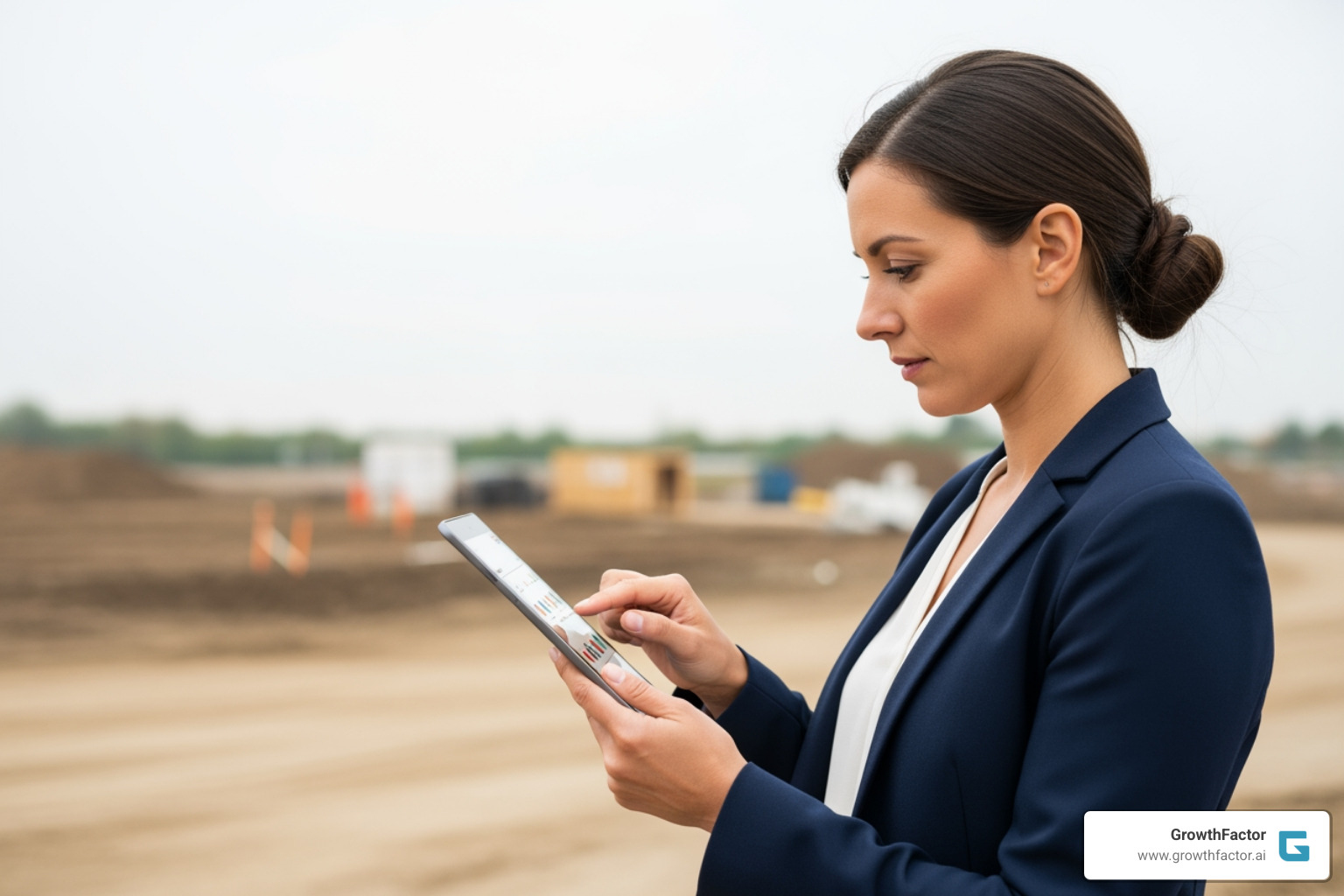 an analyst on-site using a tablet to review data against the physical location - site selection process an analyst on-site using a tablet to review data against the physical location - site selection process