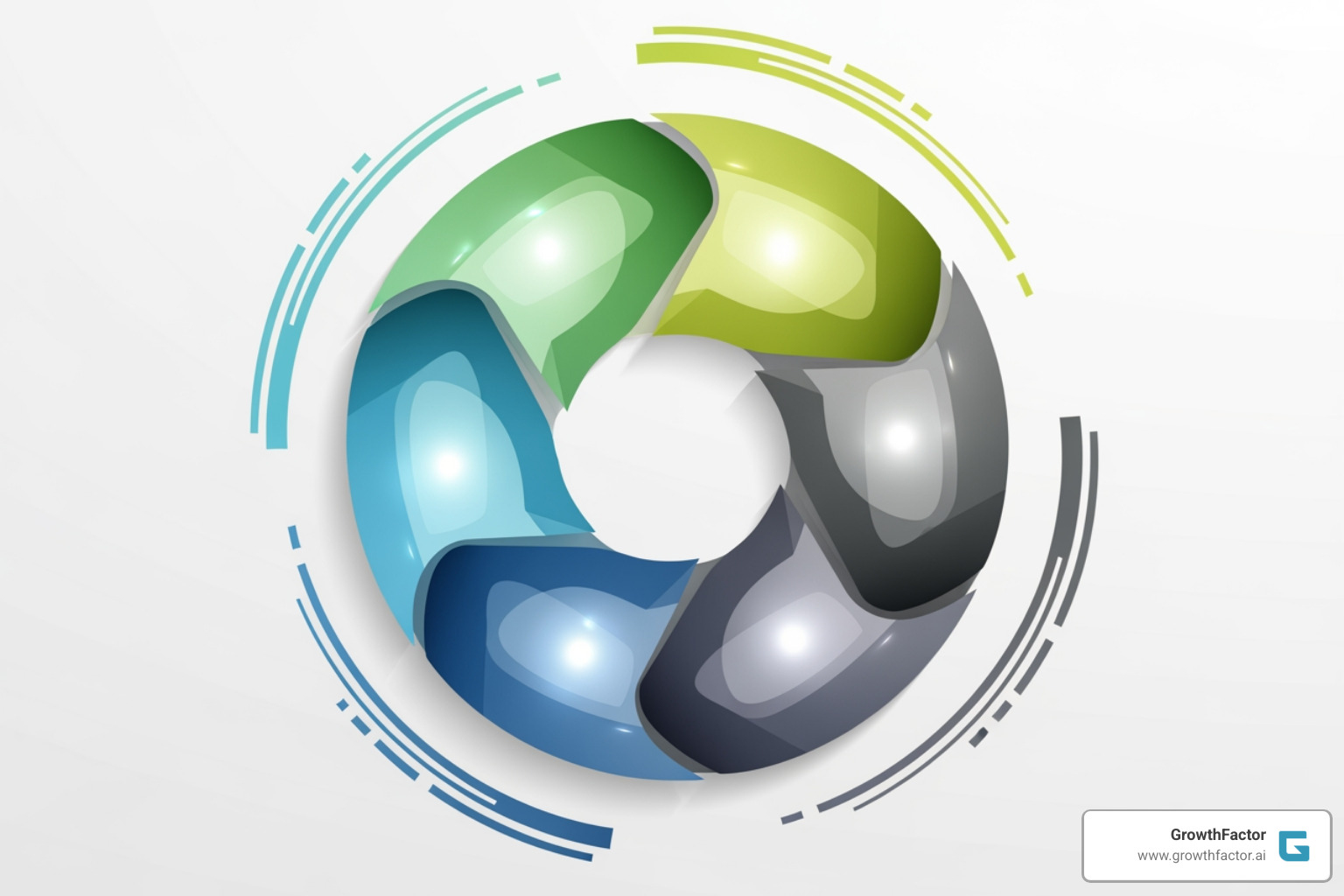 A circular diagram illustrating the 5 steps of strategic growth planning: 1. Define Mission, Vision, Values; 2. Conduct Situational Analysis; 3. Set SMART Goals; 4. Develop Action Plans & Prepare Internally; 5. Measure, Adapt, and Iterate. Arrows show the continuous flow between steps. - strategic growth planning