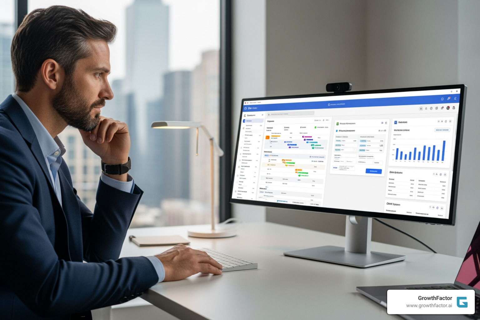 person evaluating different software options - deal management software