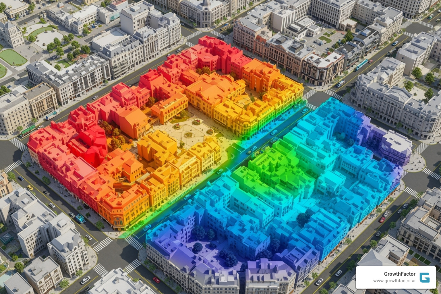 Image of a heat map visualizing customer concentration in a retail area - Location intelligence platform