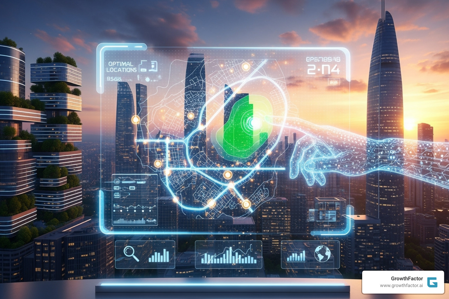 Graph forecasting sales potential for three different locations - AI for site selection