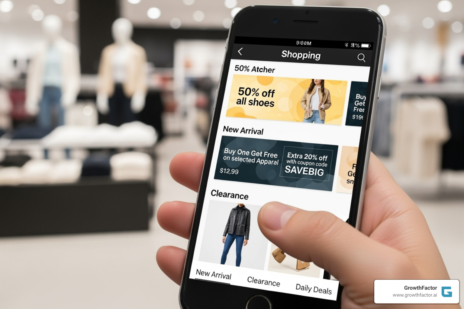 smartphone retail app with offers - footfall traffic