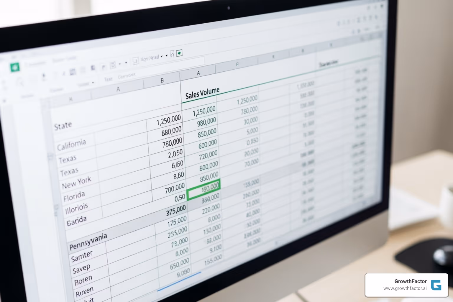 Excel table showing sales data by state - how to create a territory map in excel