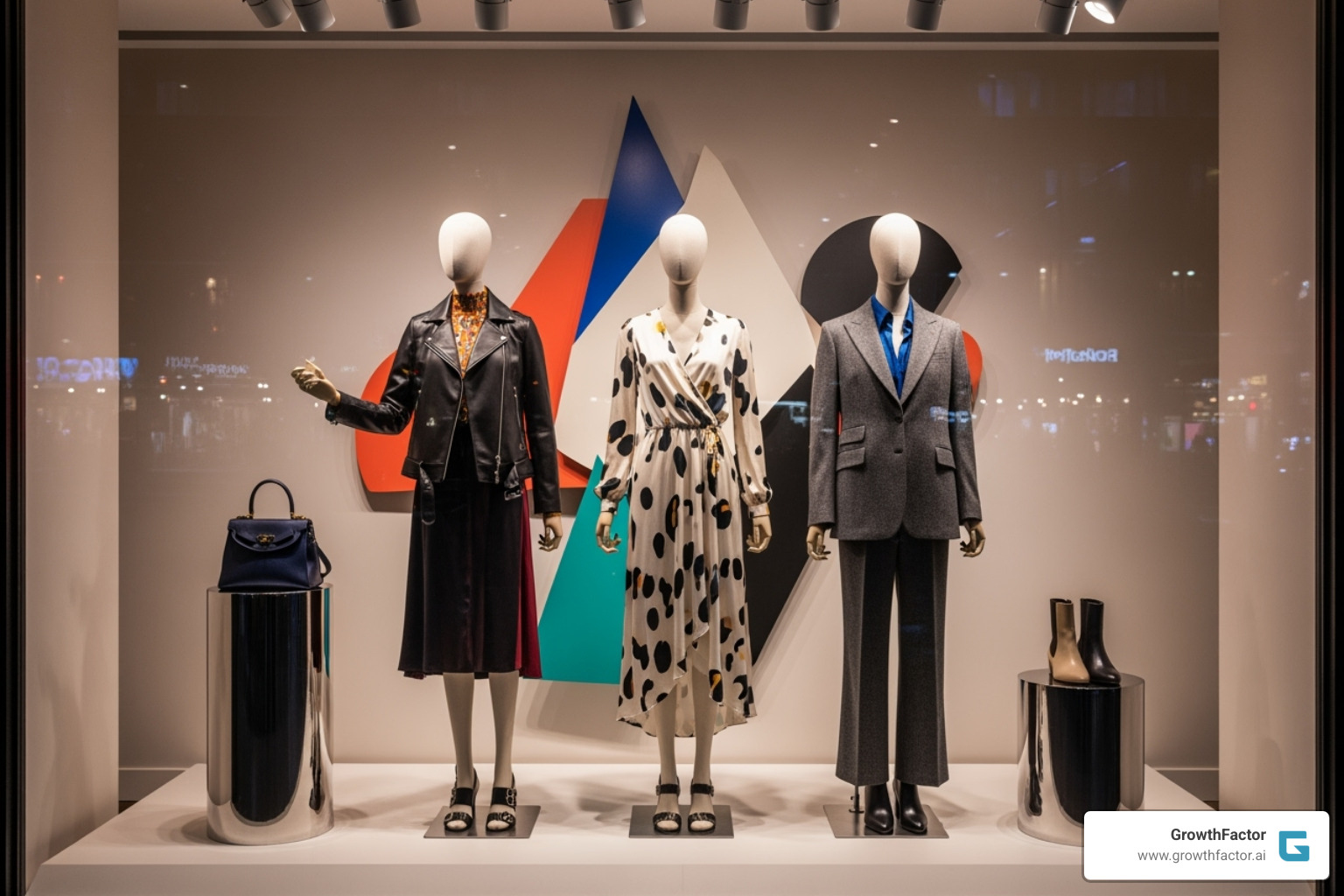 An eye-catching window display with mannequins and bright lighting - high foot traffic