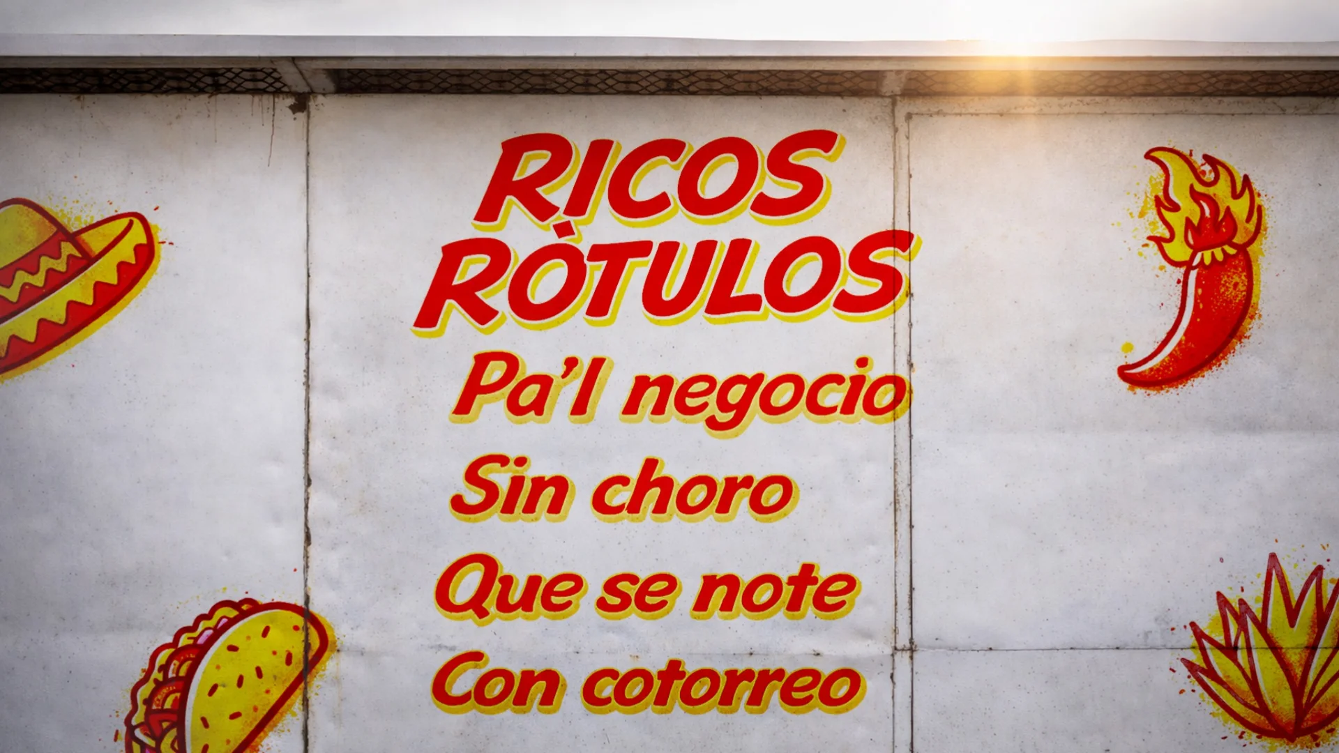 Foto de rótulo en taqueria mexicana.