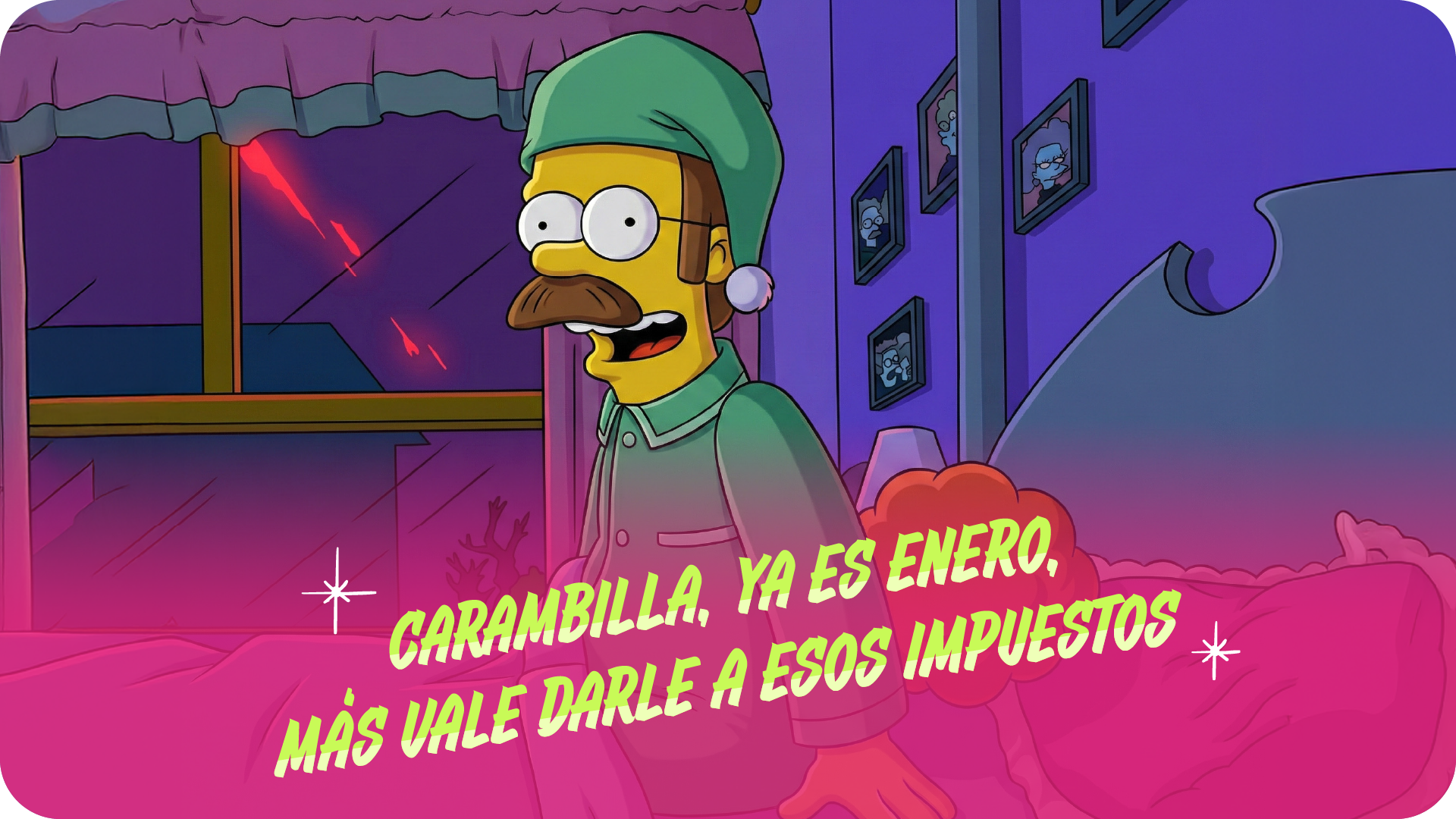 Meme Ned Flanders recordando el pago de impuestos.