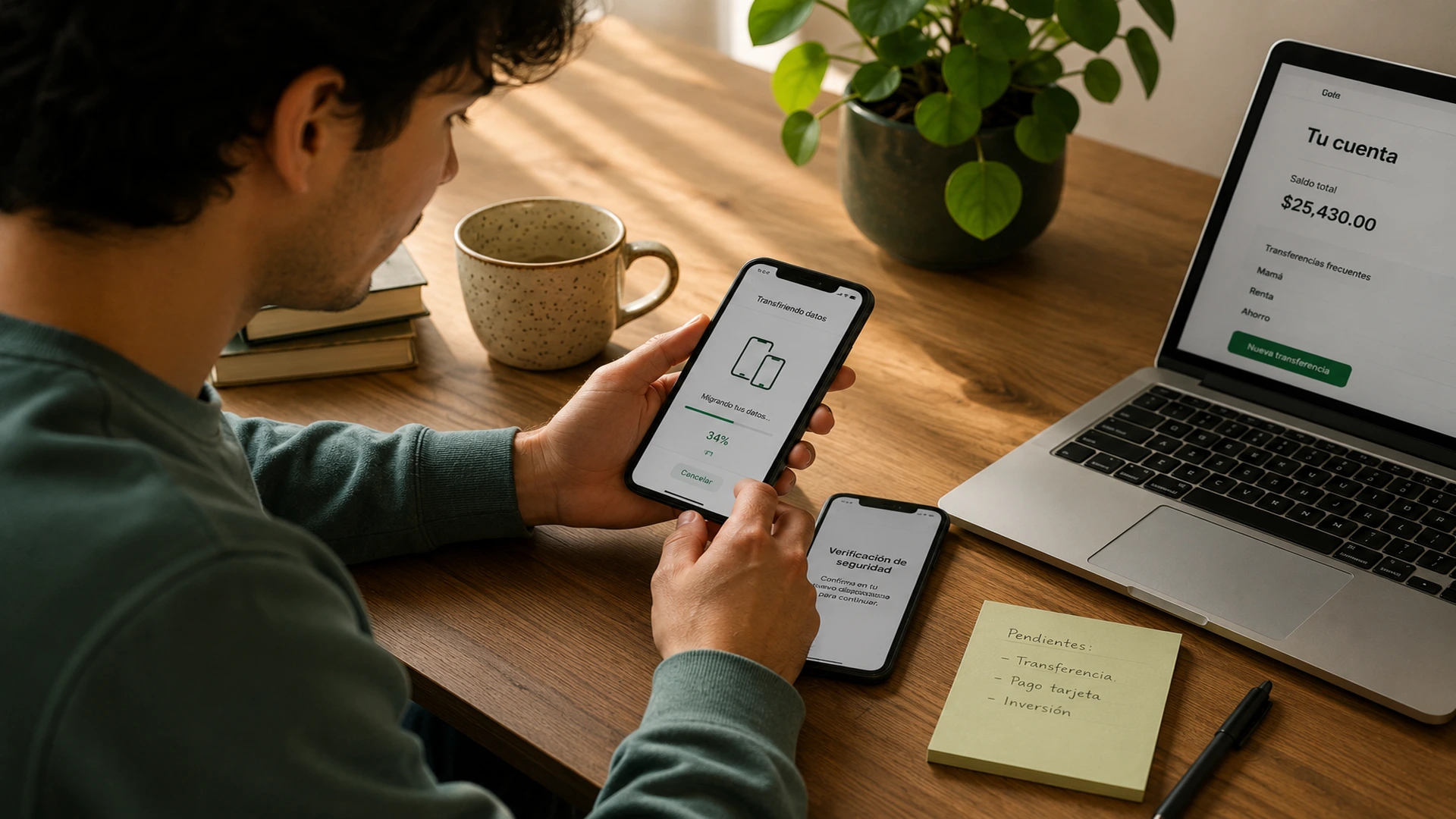 Imagen de un joven usando su token móvil.