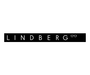 Lindberg logo with glasses icon in black and white minimalist design