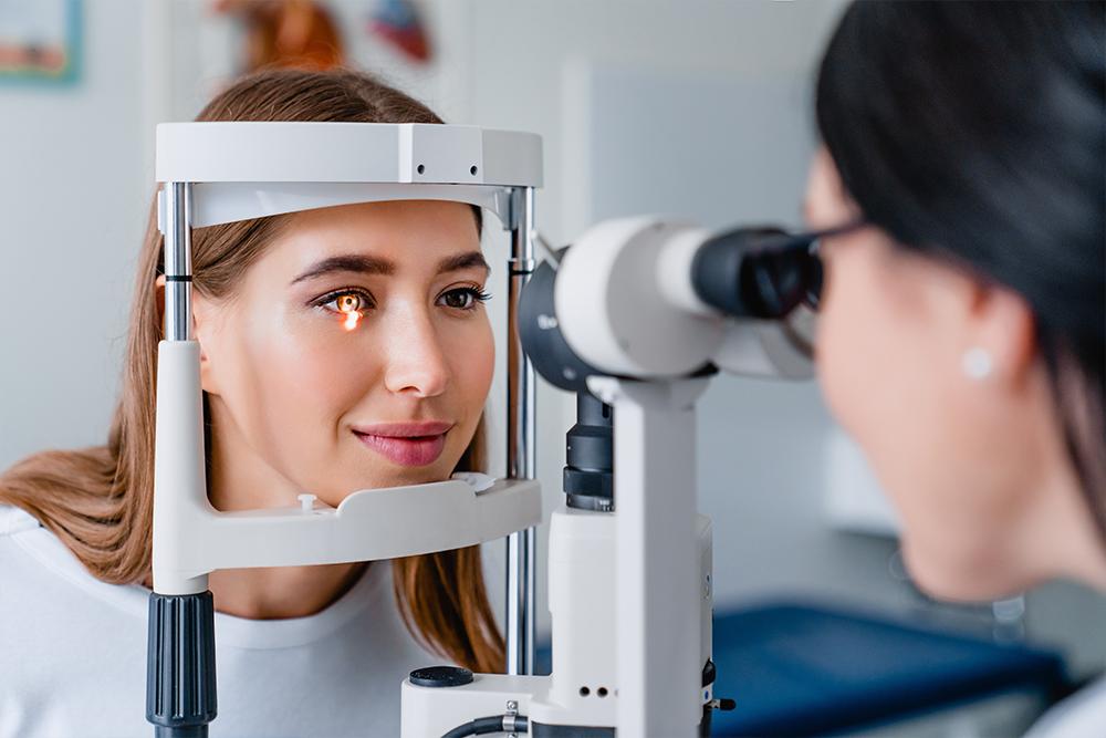 Eye examination being performed at Peter Jackson Opticians Leicester