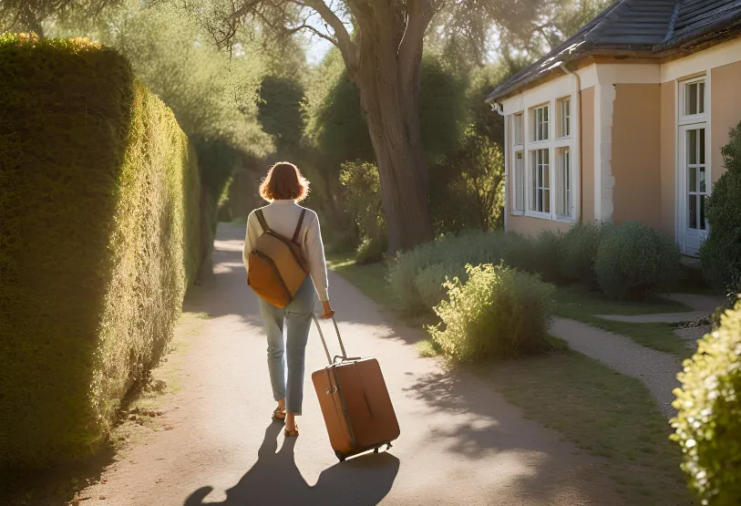 personne avec une valise entrain de partir en voyage