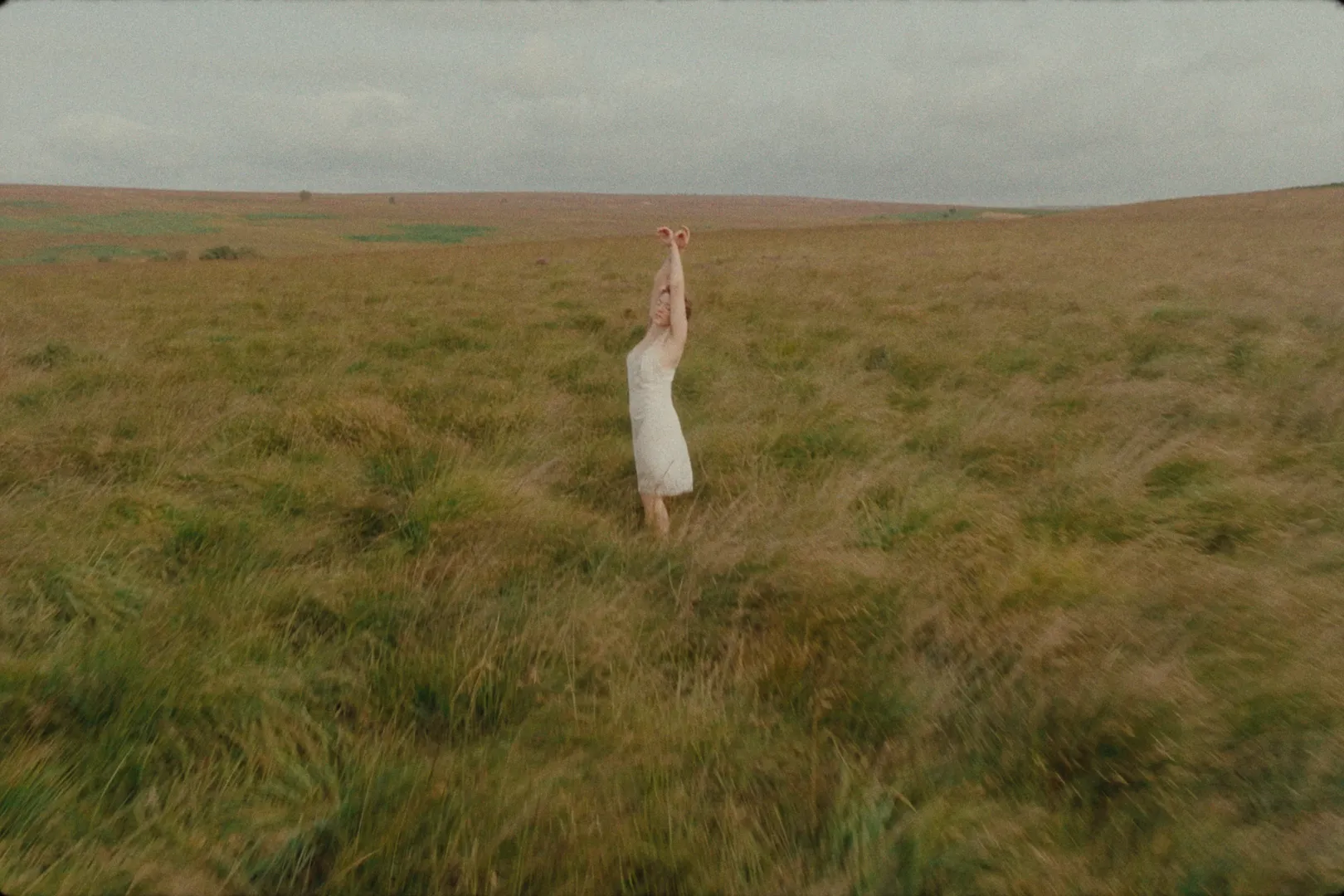 Shot of Monqi with arms raised in a field
