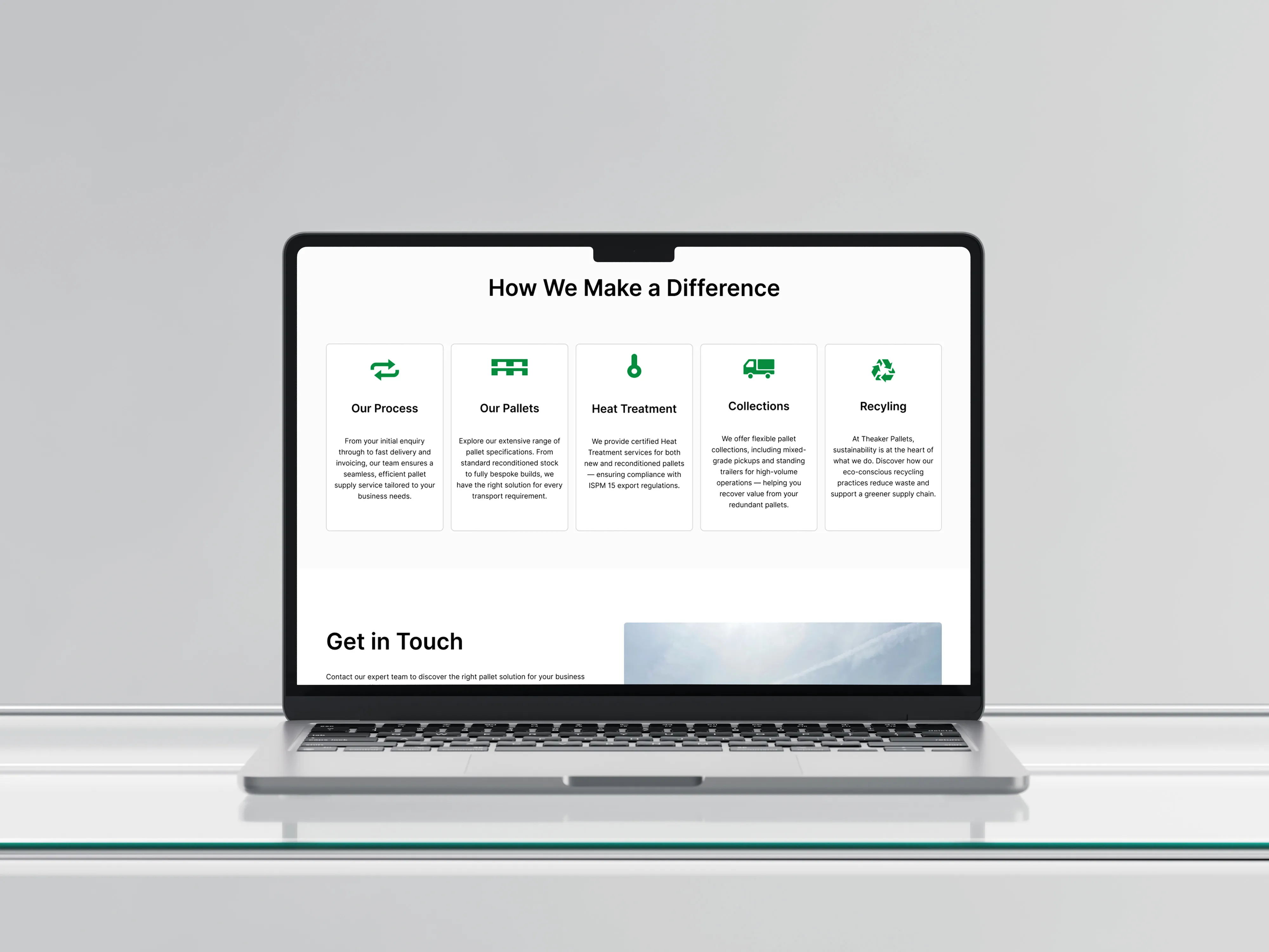 Theaker Pallets website designed by Chapter Two Studios