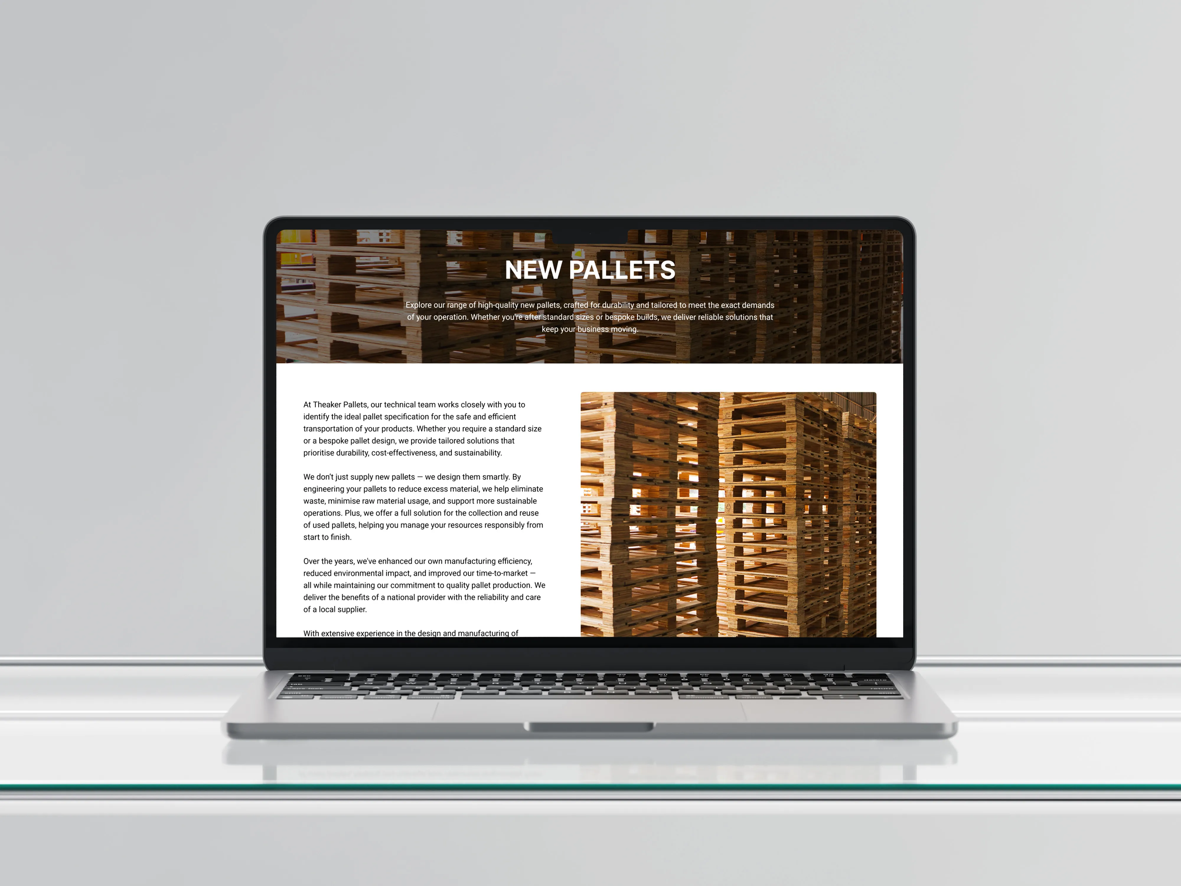 Theaker Pallets  website designed by Chapter Two Studios