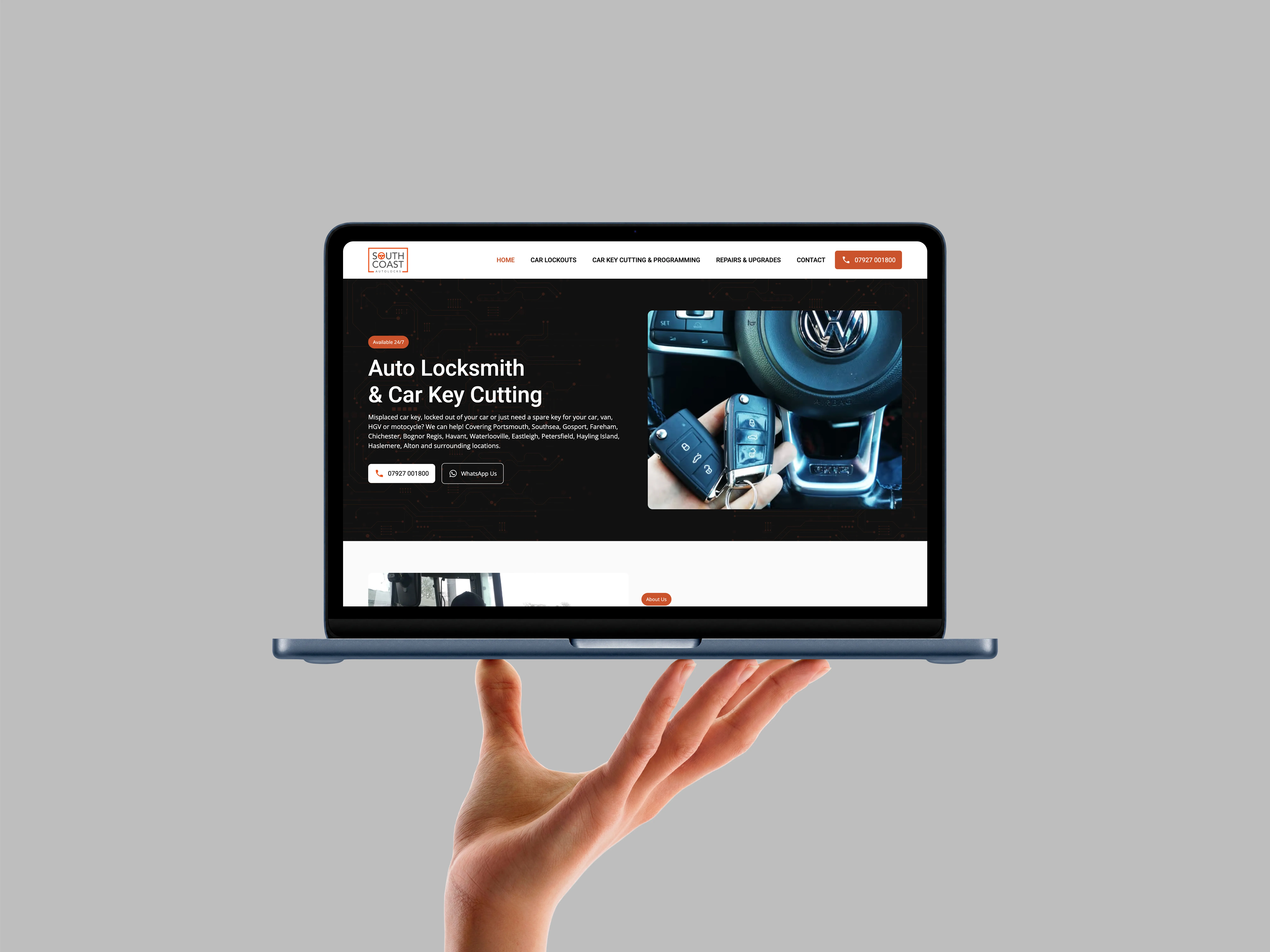 Southcoast Autolocks Webflow website designed by Chapter Two Studios