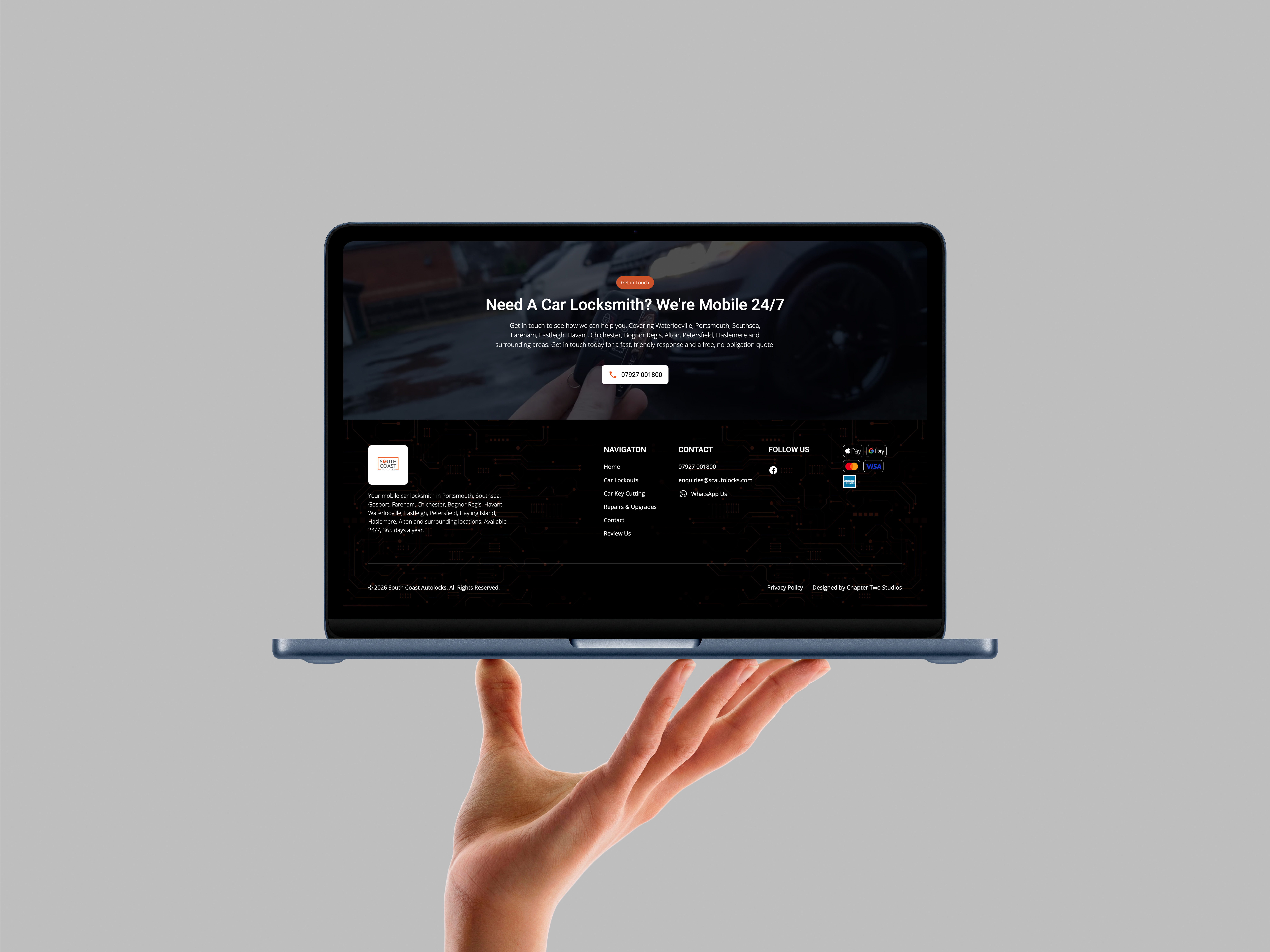 Southcoast Auto Locks website designed by Chapter Two Studios