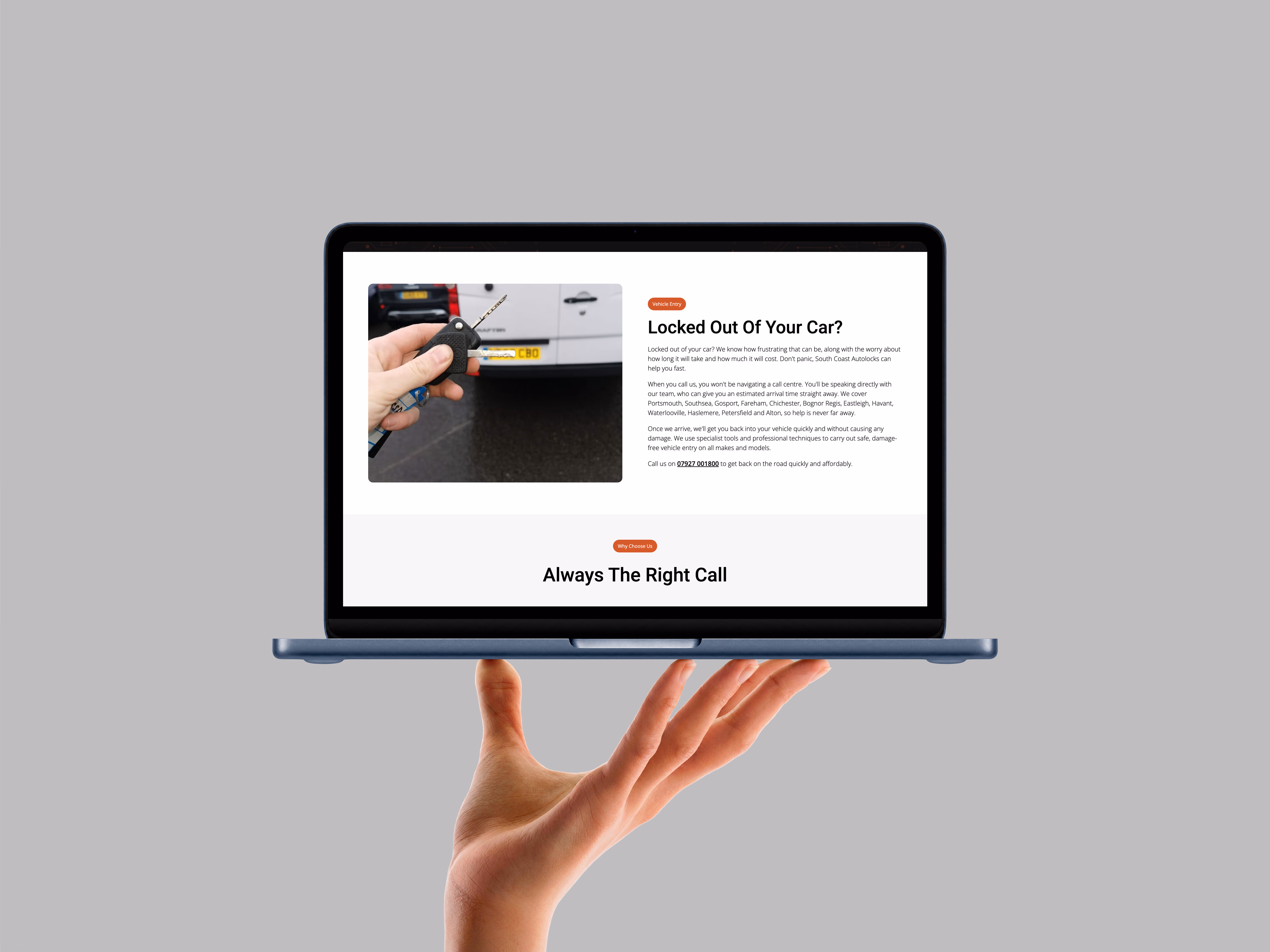 Southcoast Auto Locks website designed by Chapter Two Studios