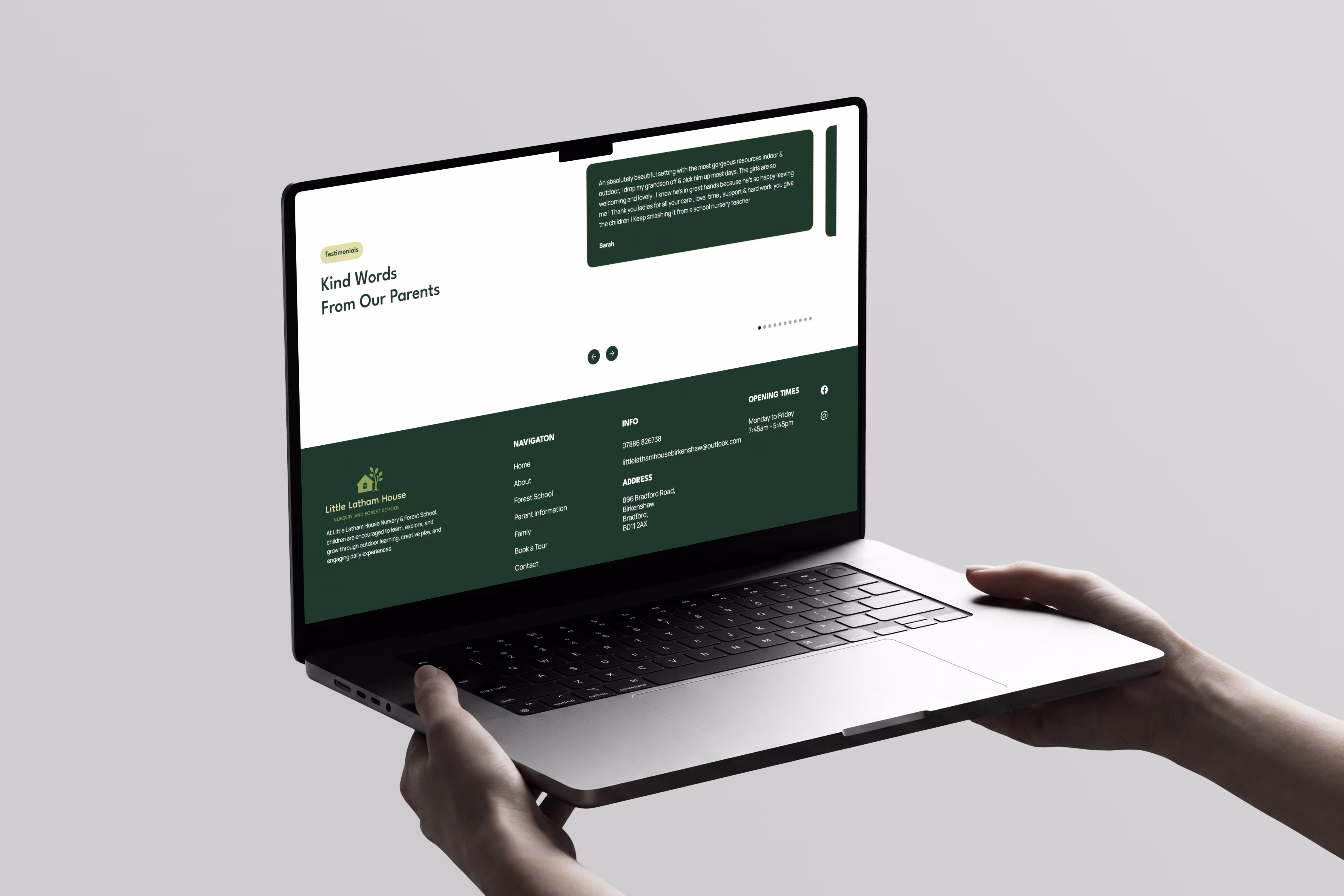 Little Latham House testimonials webpage