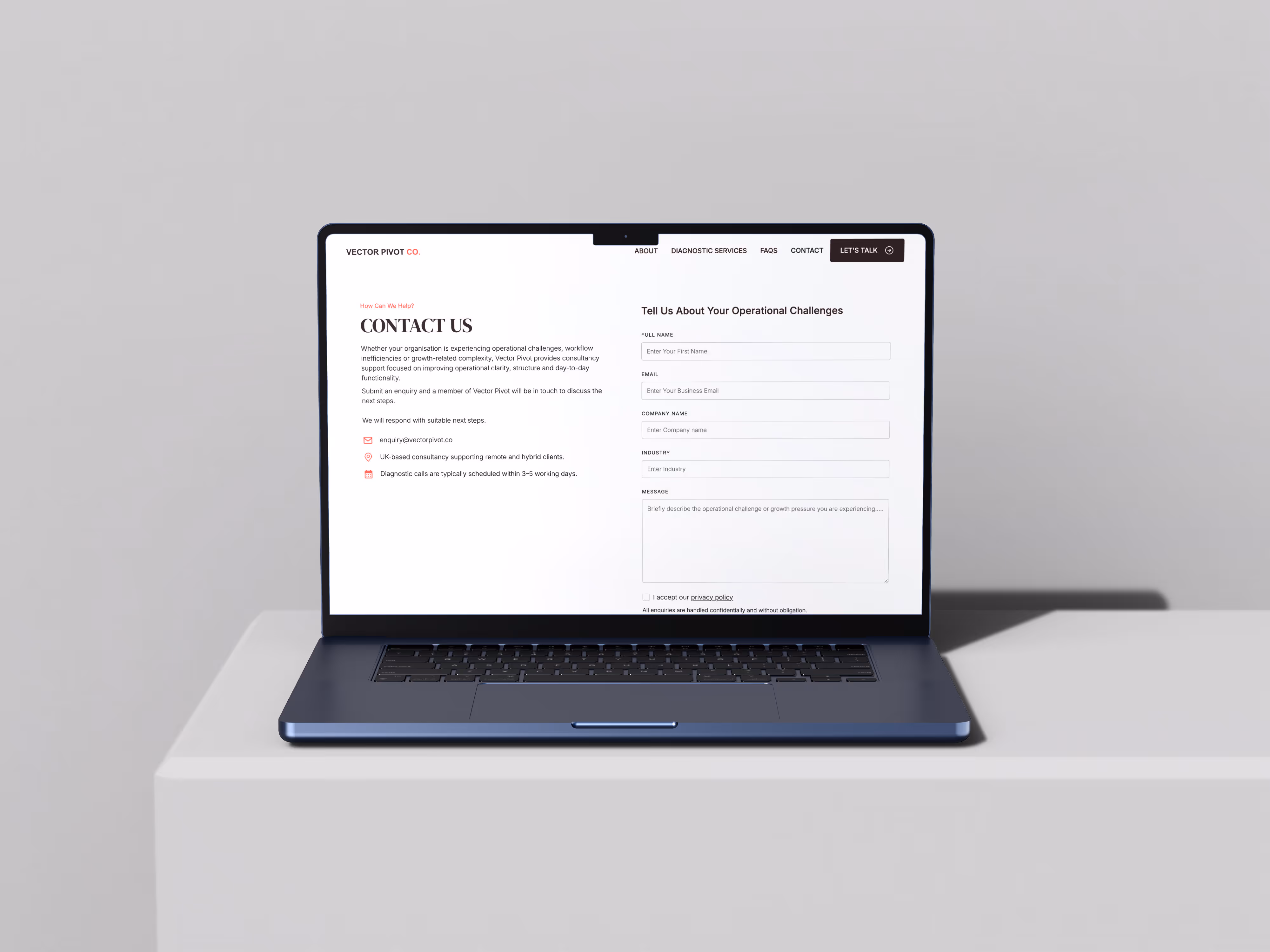Vector pivot co website designed by Chapter Two Studios
