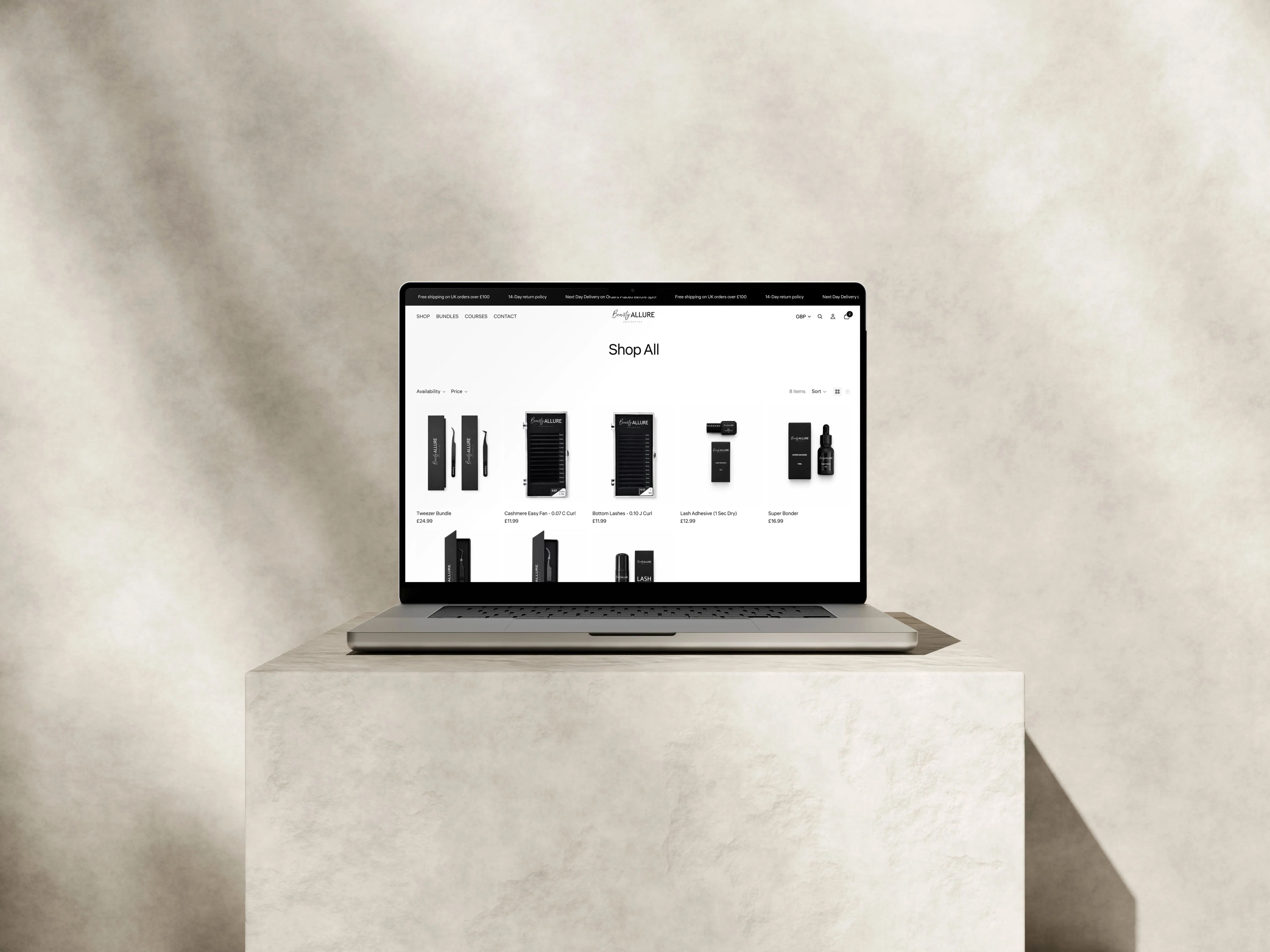 Beauty Allure Aesthetics Shopify website designed by Chapter Two Studios