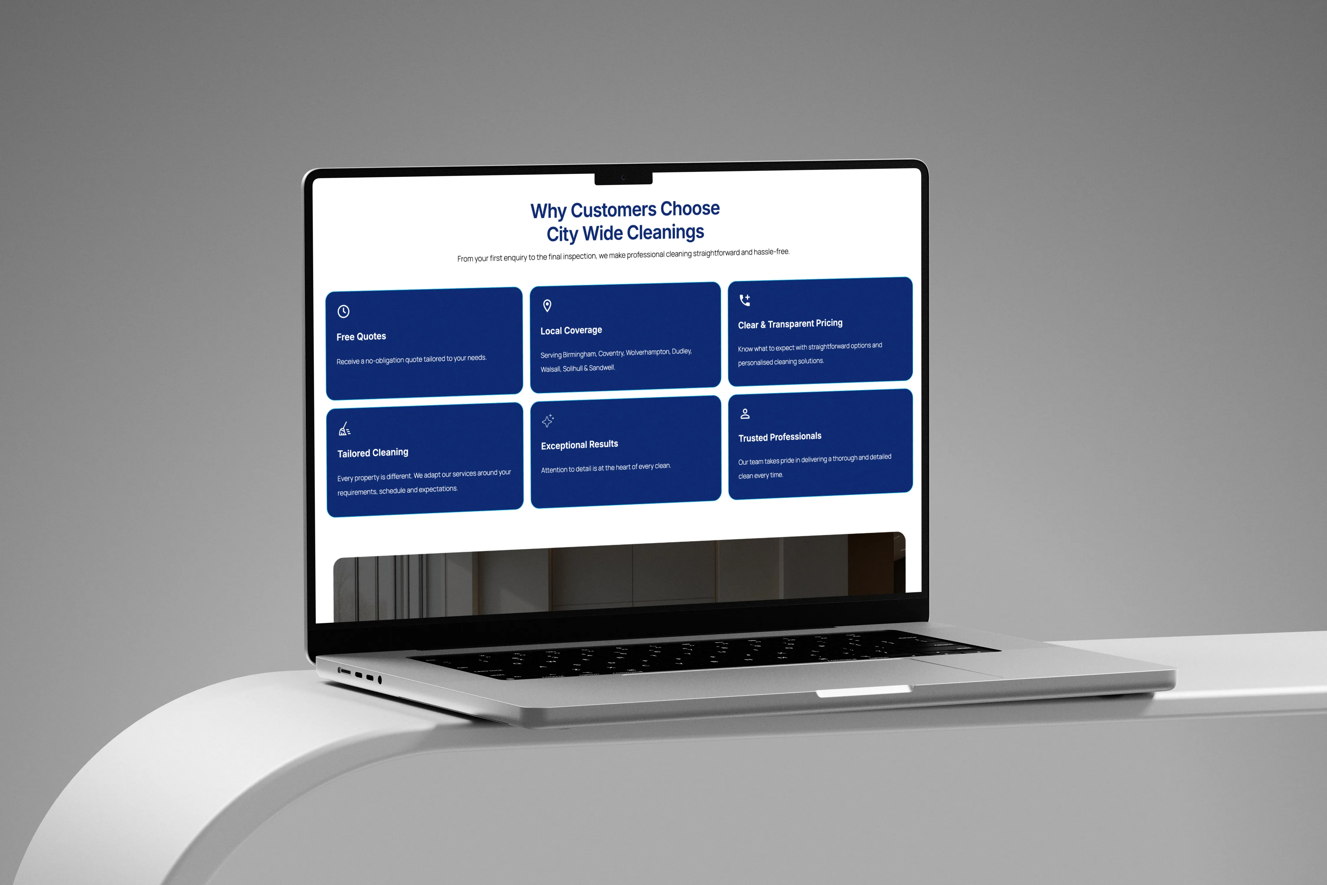 Professional cleaning company website design by Chapter Two Studios