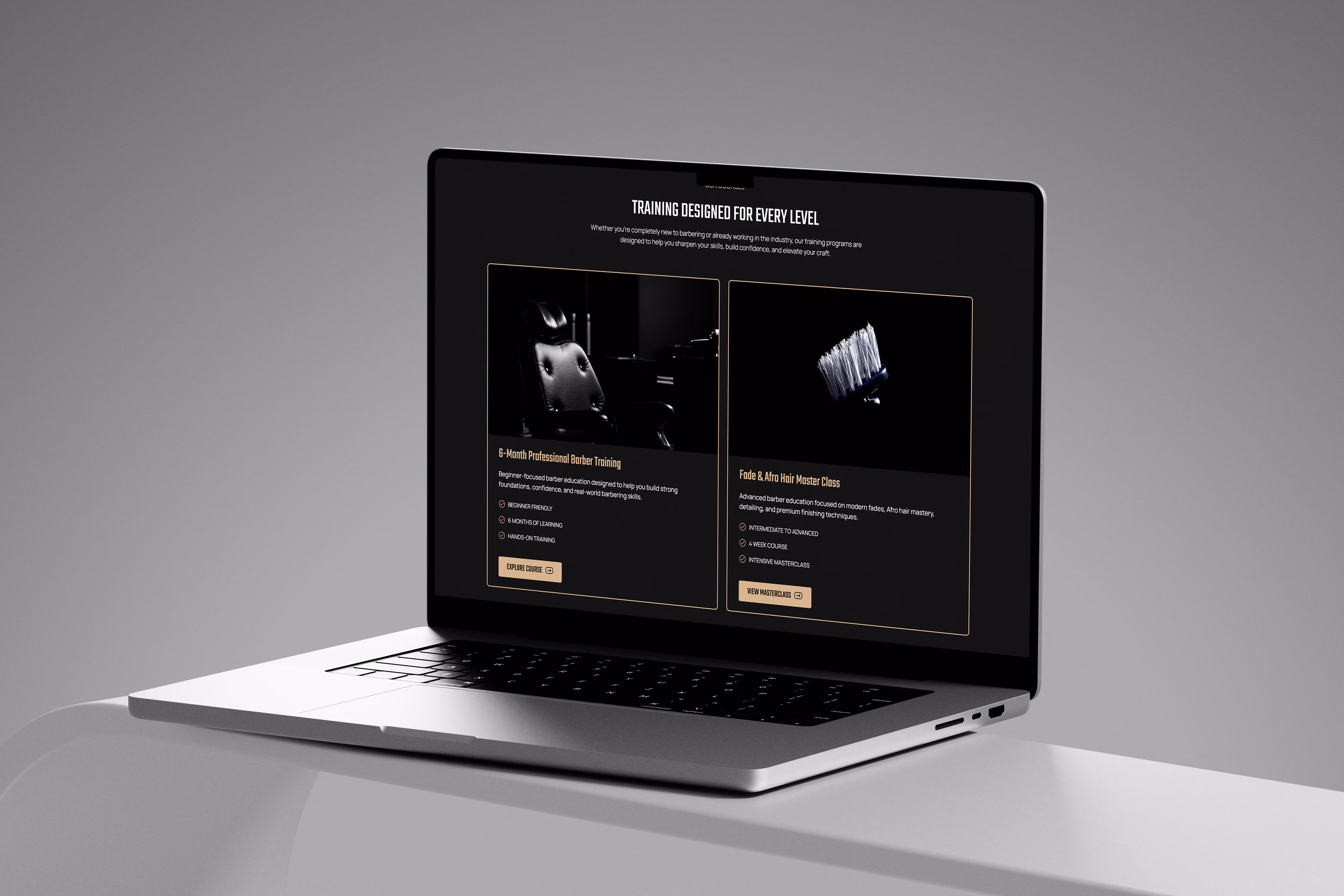 Learn with Amos barber training website designed by Chapter Two Studios