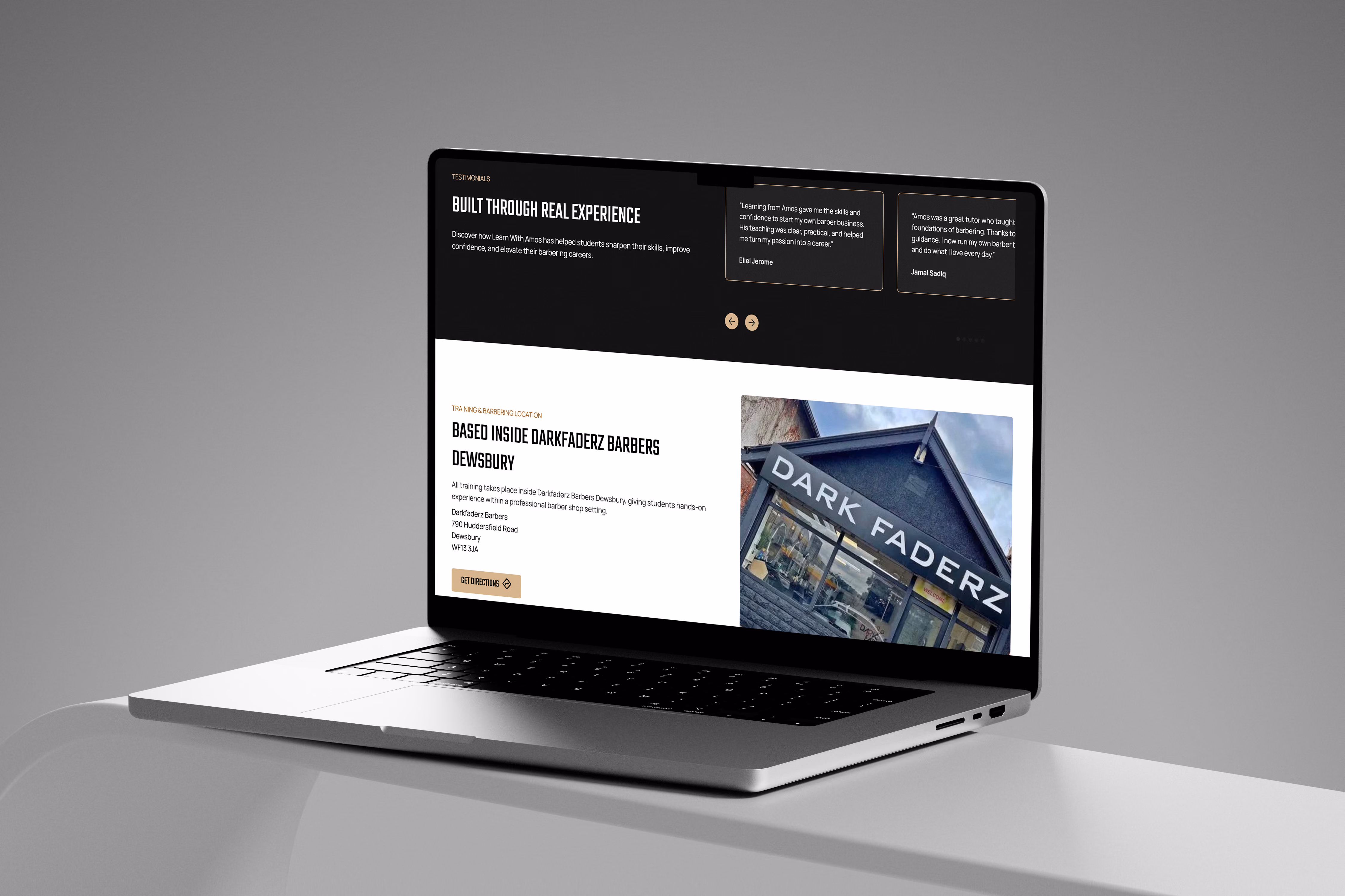 Barber training website design for Learn with Amos