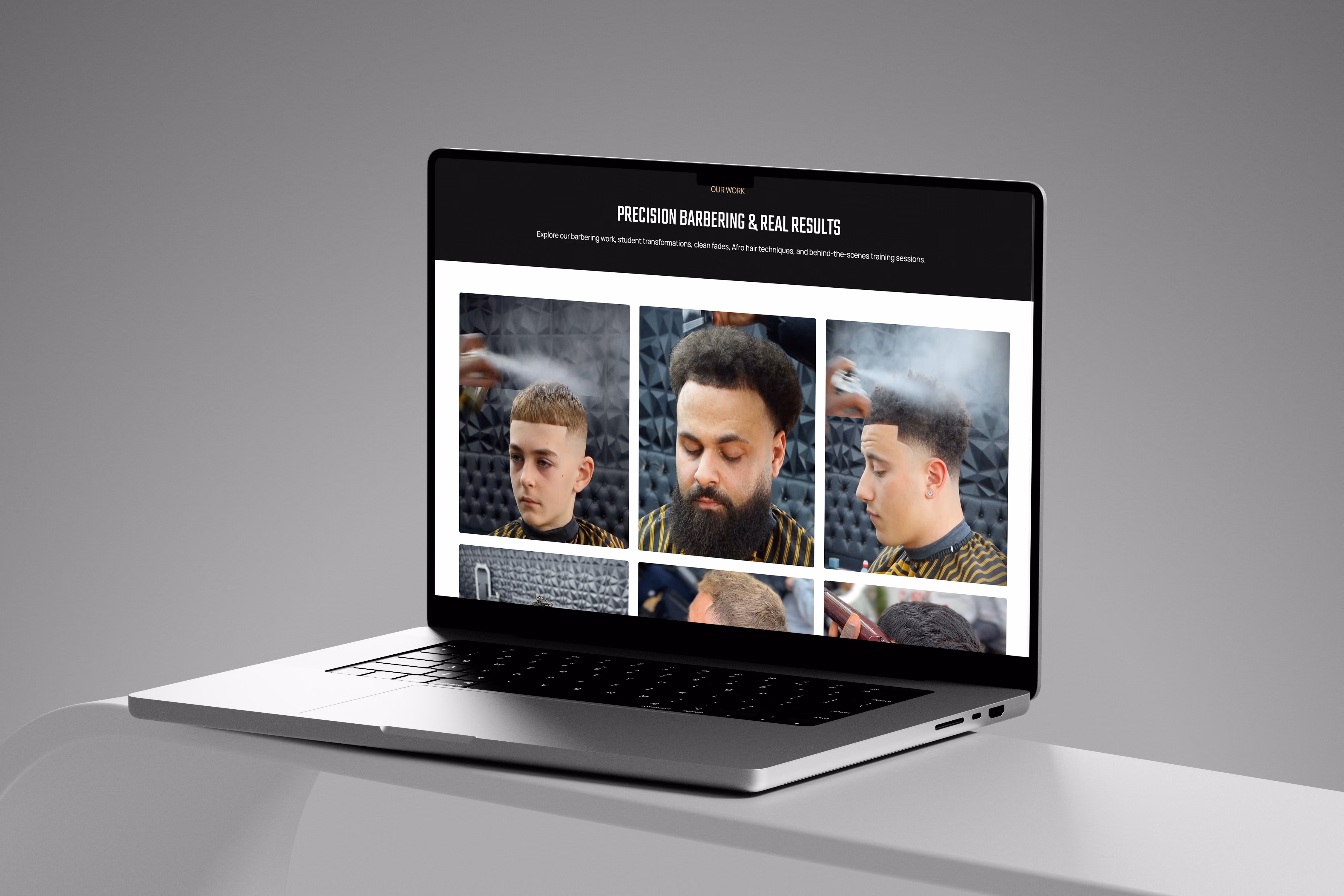 Learn with Amos barbering course website mockup