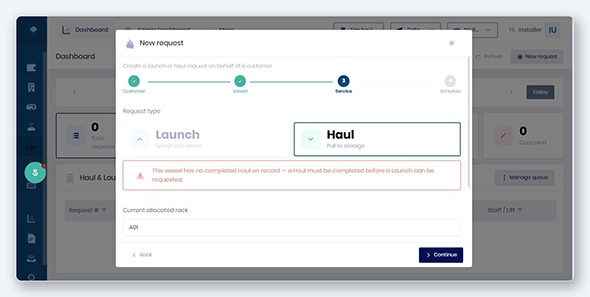 Raising a new haul request in Sharper MMS — choosing additional services