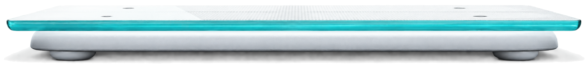 Side profile of the Bodyport Cardiac Scale showing its slim glass platform