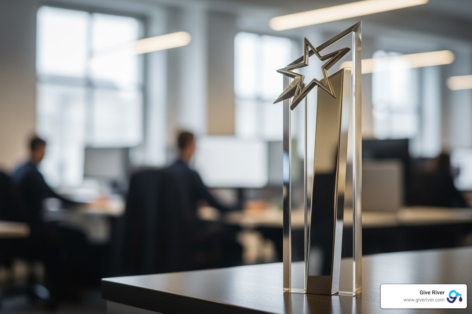 Image illustrating different types of rewards, like a trophy, a gift card, and a travel experience, to represent the variety of recognition options available - corporate recognition award programs