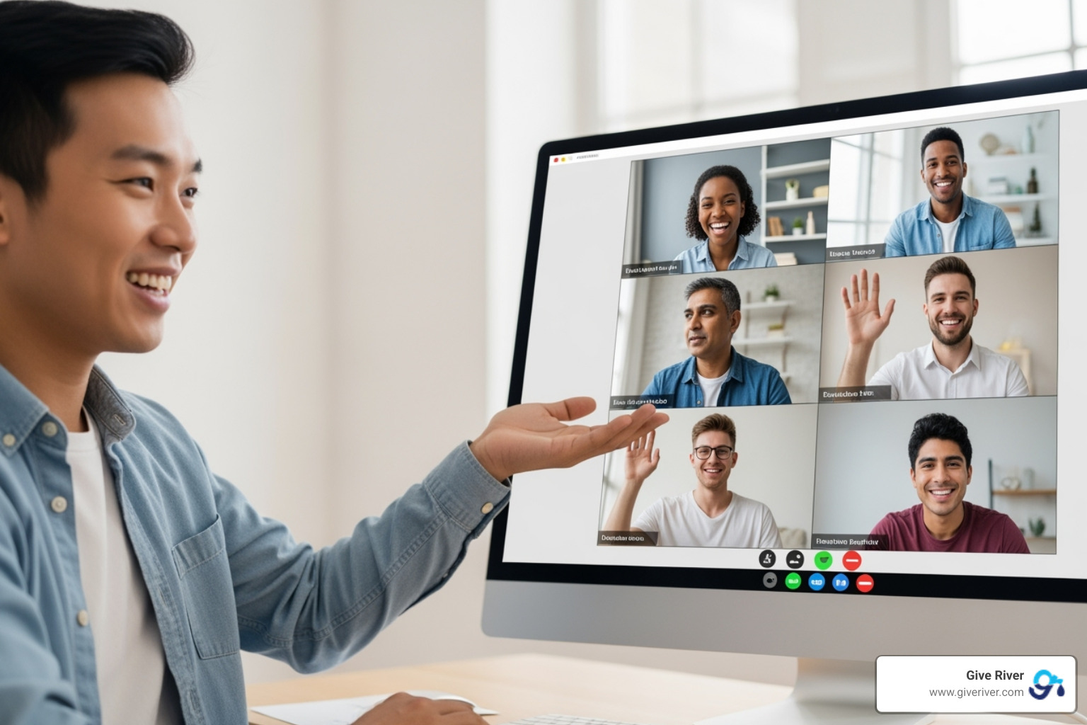 Facilitator guiding a virtual team building session with engaged participants - virtual team challenge games