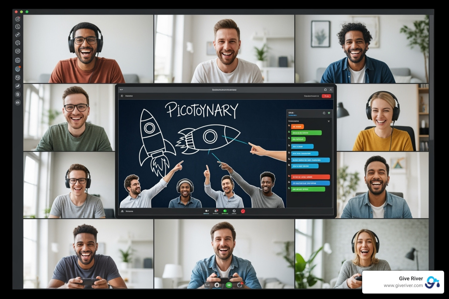 remote team playing a collaborative game on Zoom - community building activities on zoom