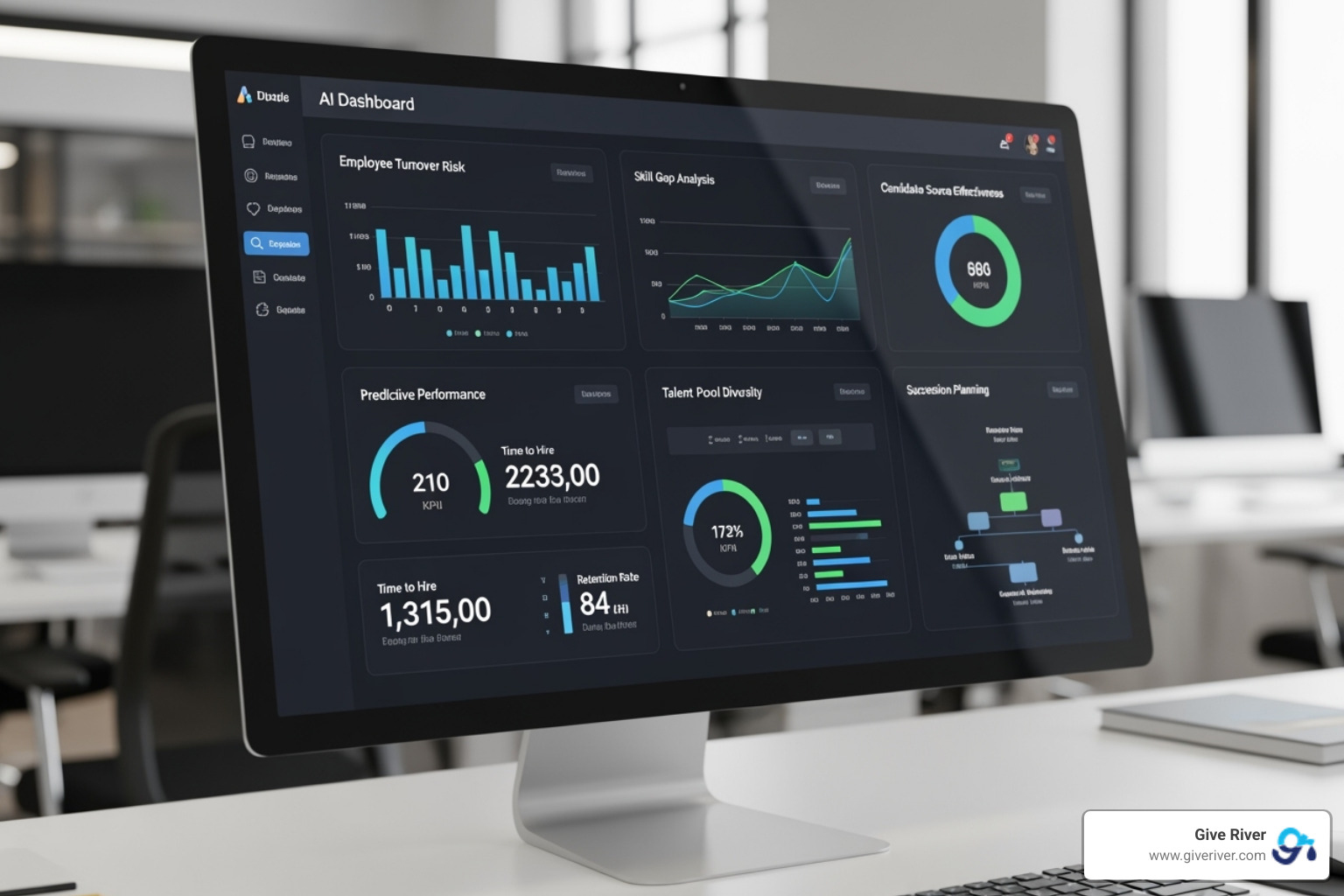 AI-powered dashboard showing predictive talent analytics - HR technology trends AI-powered dashboard showing predictive talent analytics - HR technology trends