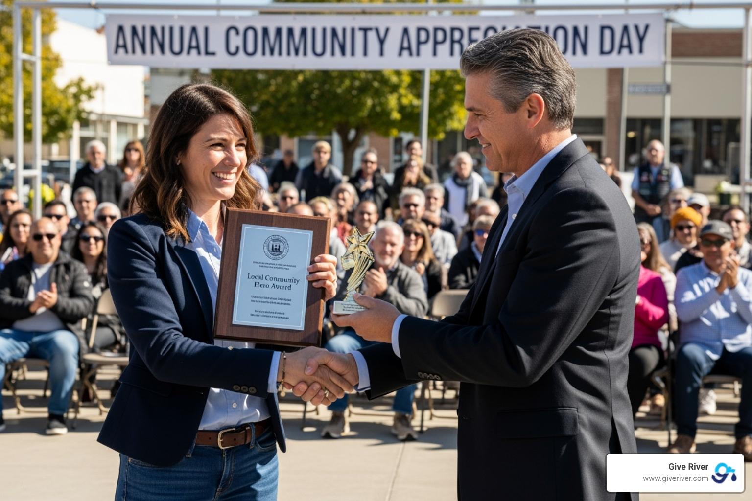 Small business owner receiving a local community award - Small business CSR