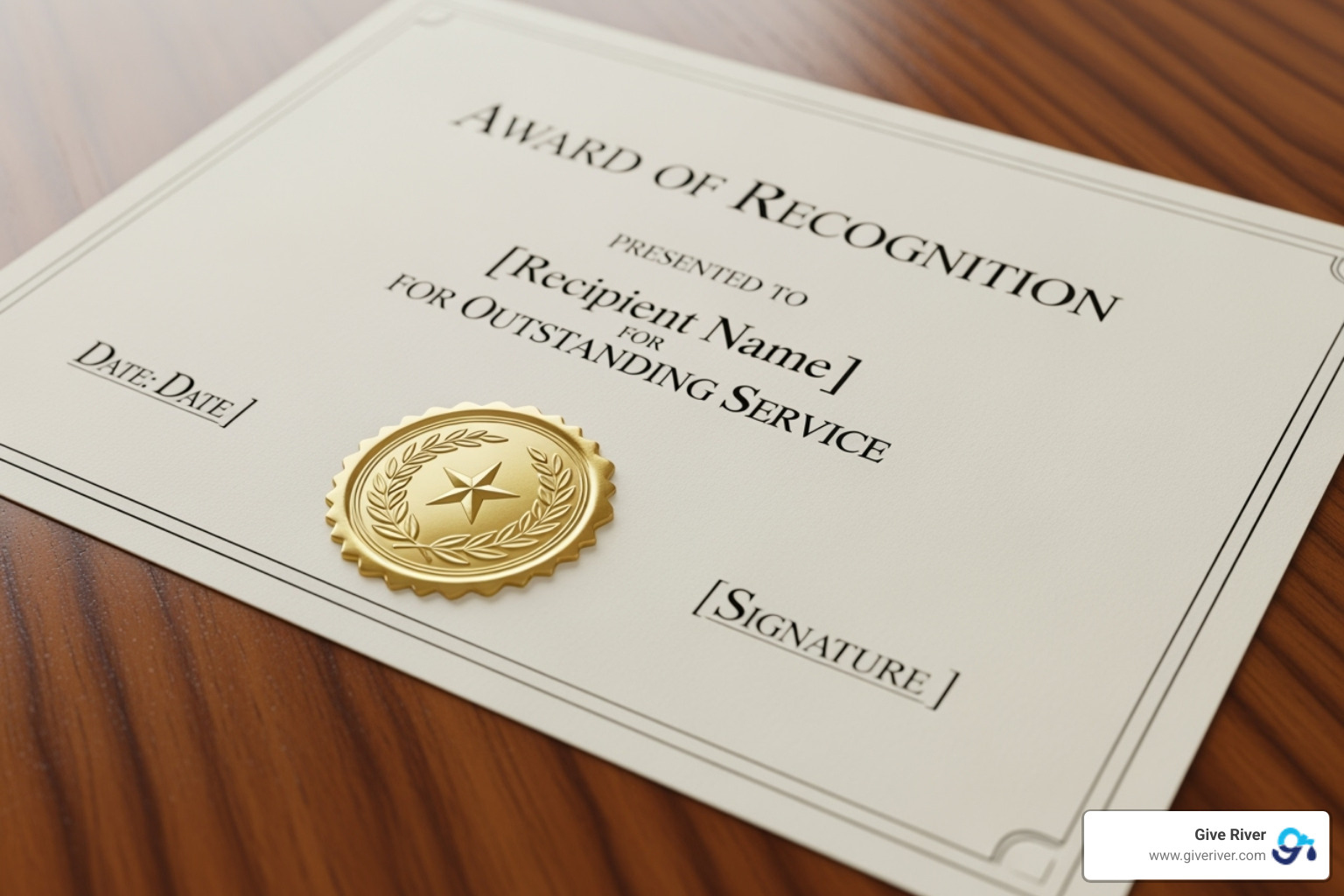 Image of a federal service award certificate - service award