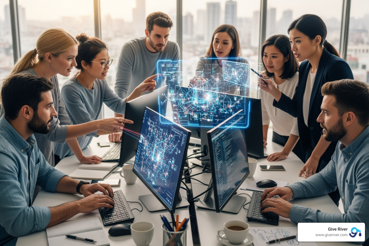 A team collaborating over a virtual puzzle or mission on screen - online office games free A team collaborating over a virtual puzzle or mission on screen - online office games free