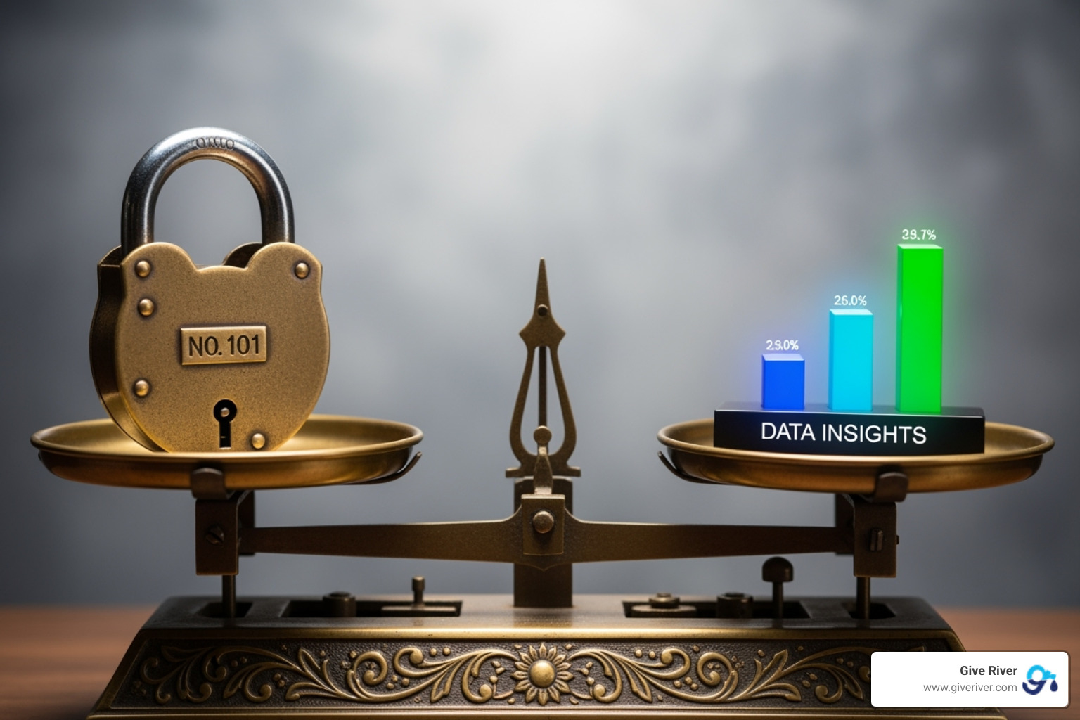 scale balancing a lock (privacy) and a chart (insights) - wellness platforms anonymized employee health data reporting scale balancing a lock (privacy) and a chart (insights) - wellness platforms anonymized employee health data reporting
