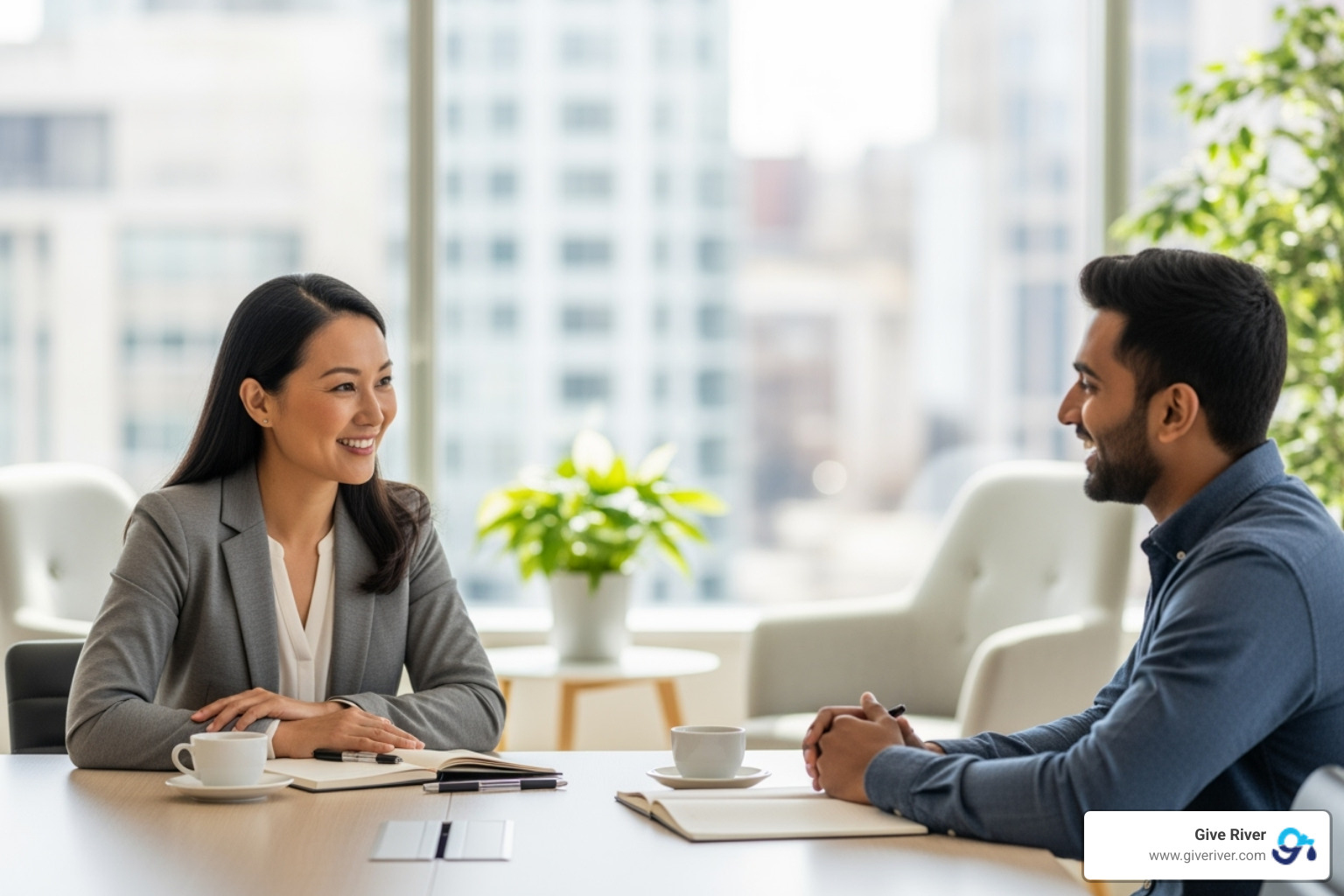 manager and employee having positive one-on-one meeting to discuss goals - company incentive ideas for employees manager and employee having positive one-on-one meeting to discuss goals - company incentive ideas for employees
