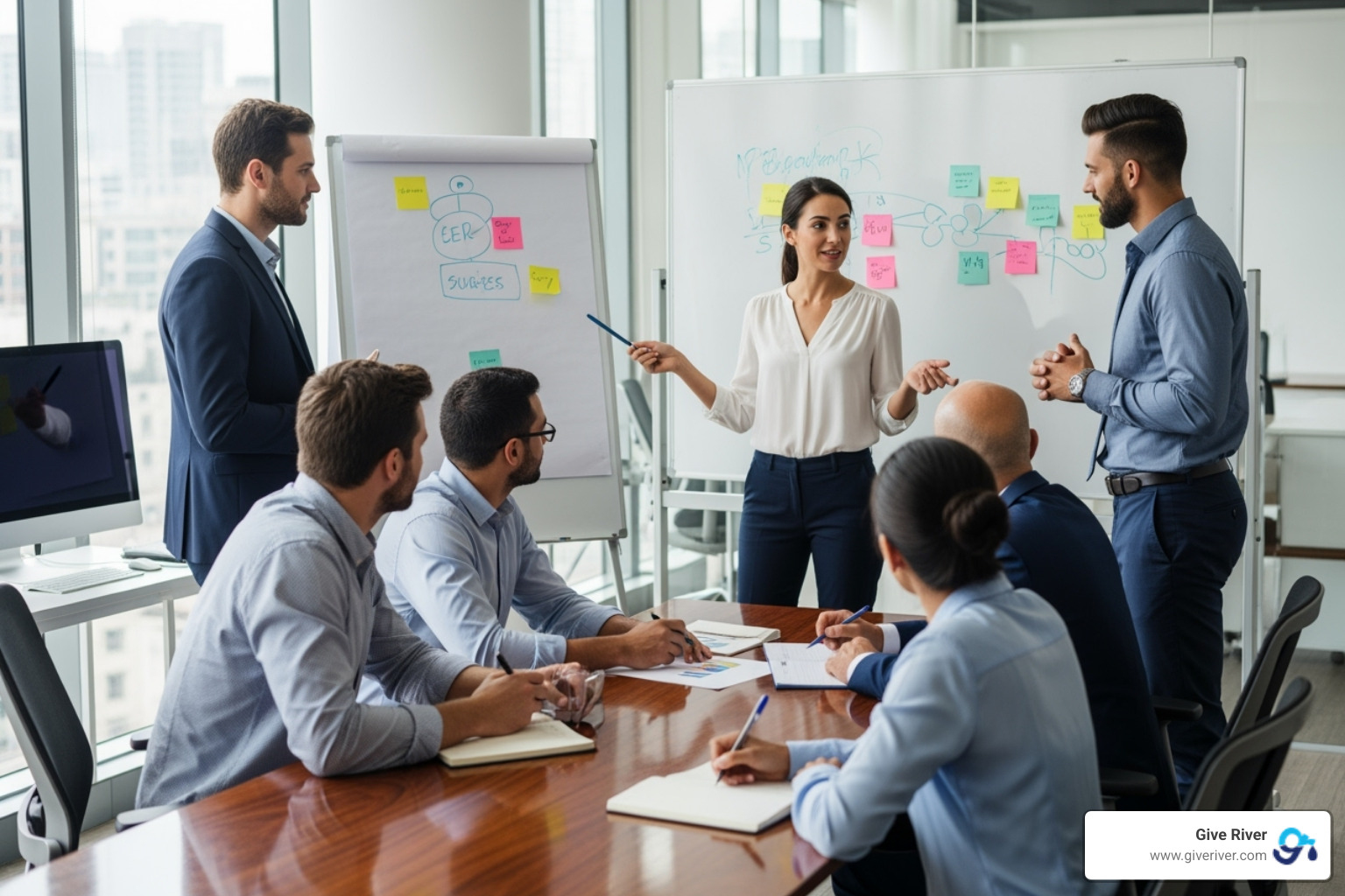 manager facilitating team reflection - team activity for team building