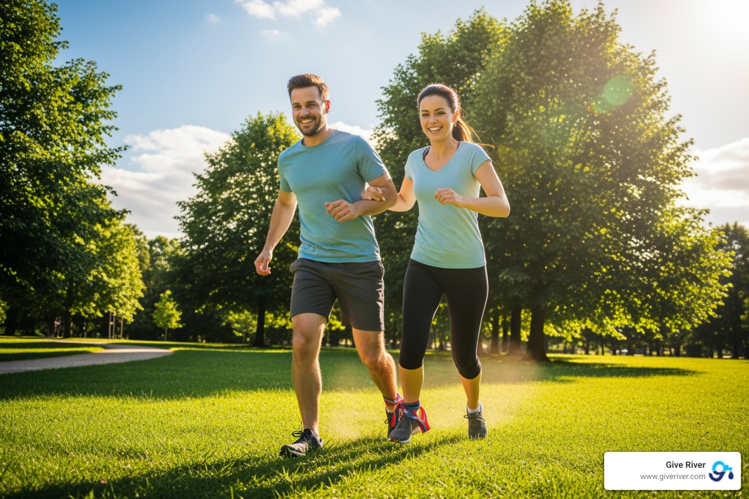 image of a three-legged race in a park - relay race ideas for team building image of a three-legged race in a park - relay race ideas for team building