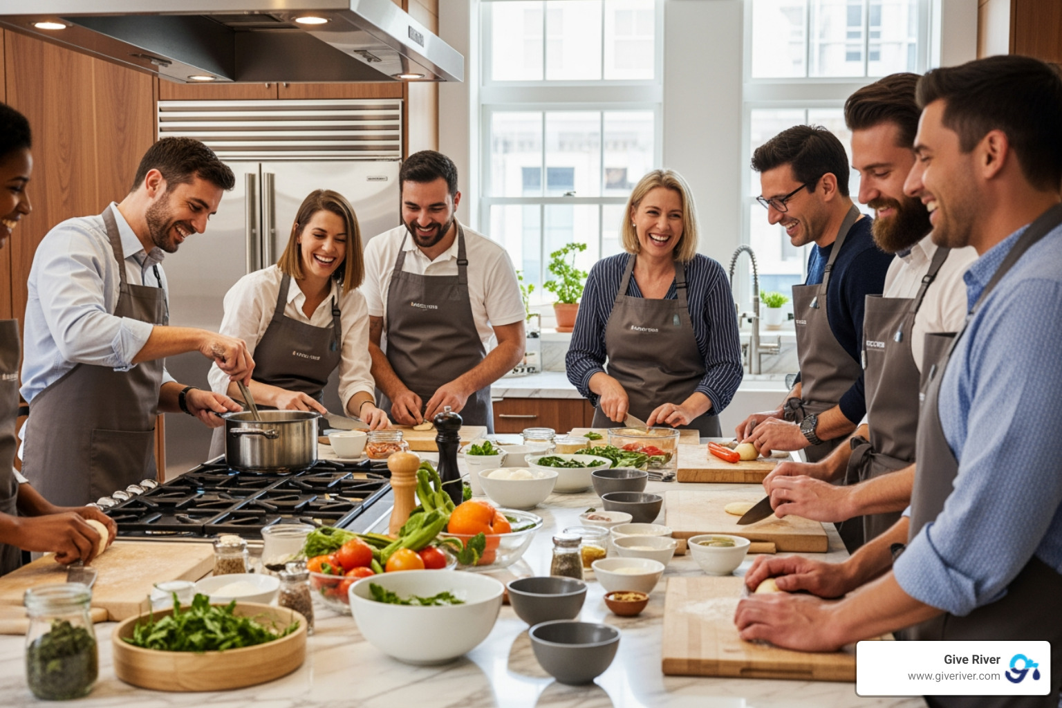 employee enjoying an experiential reward like a cooking class - company rewards and recognition ideas employee enjoying an experiential reward like a cooking class - company rewards and recognition ideas
